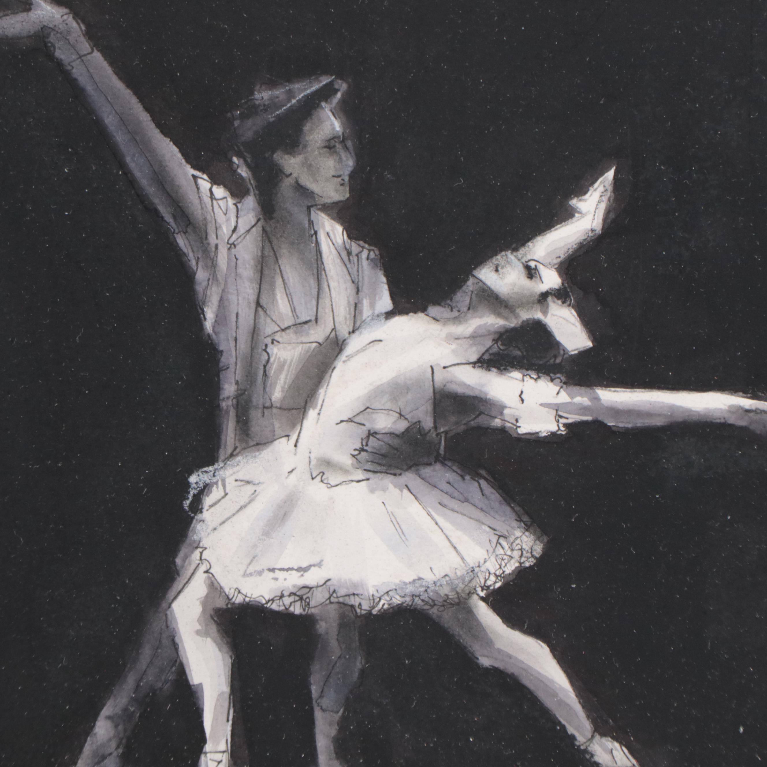 Ink Drawing of Ballet Dancers