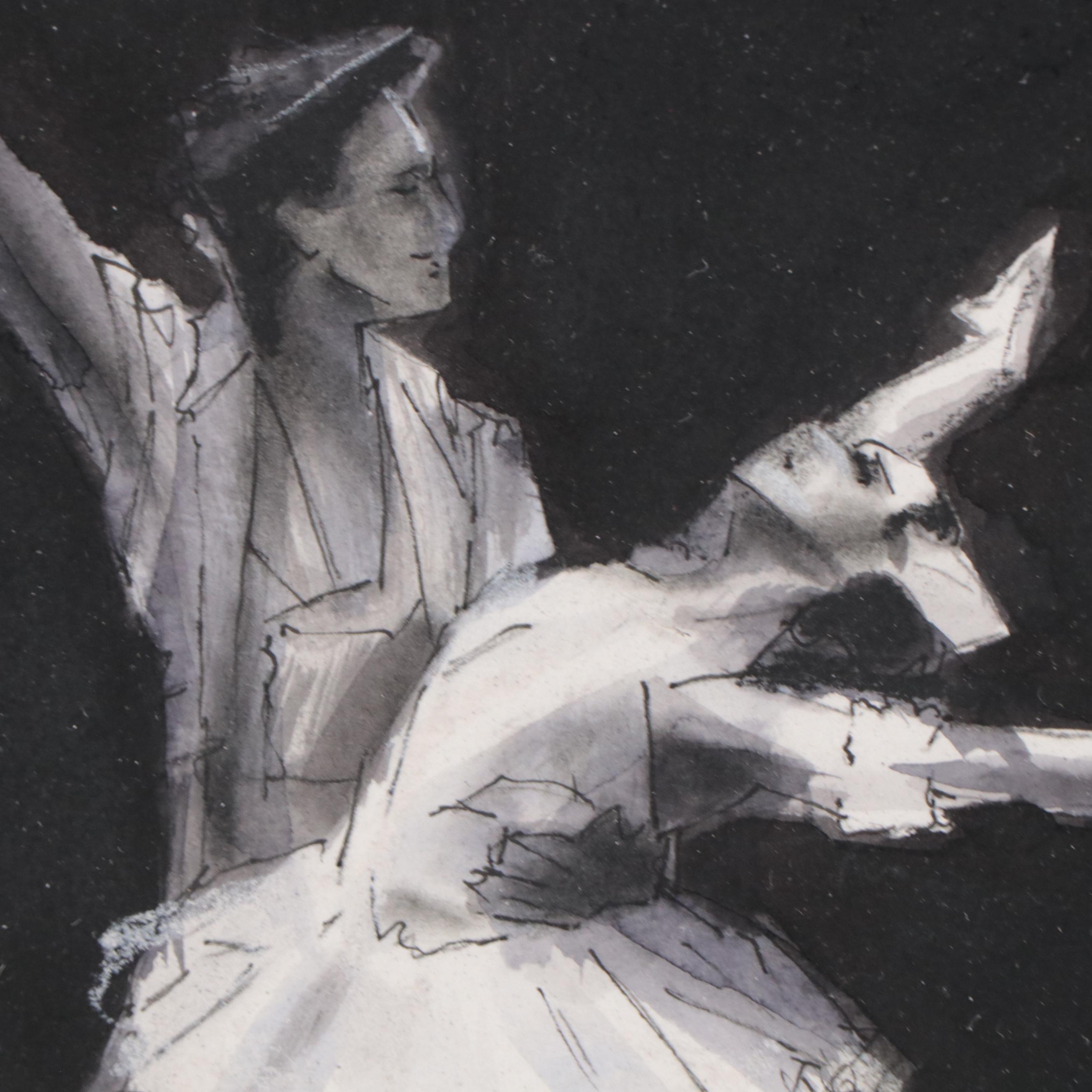 Ink Drawing of Ballet Dancers