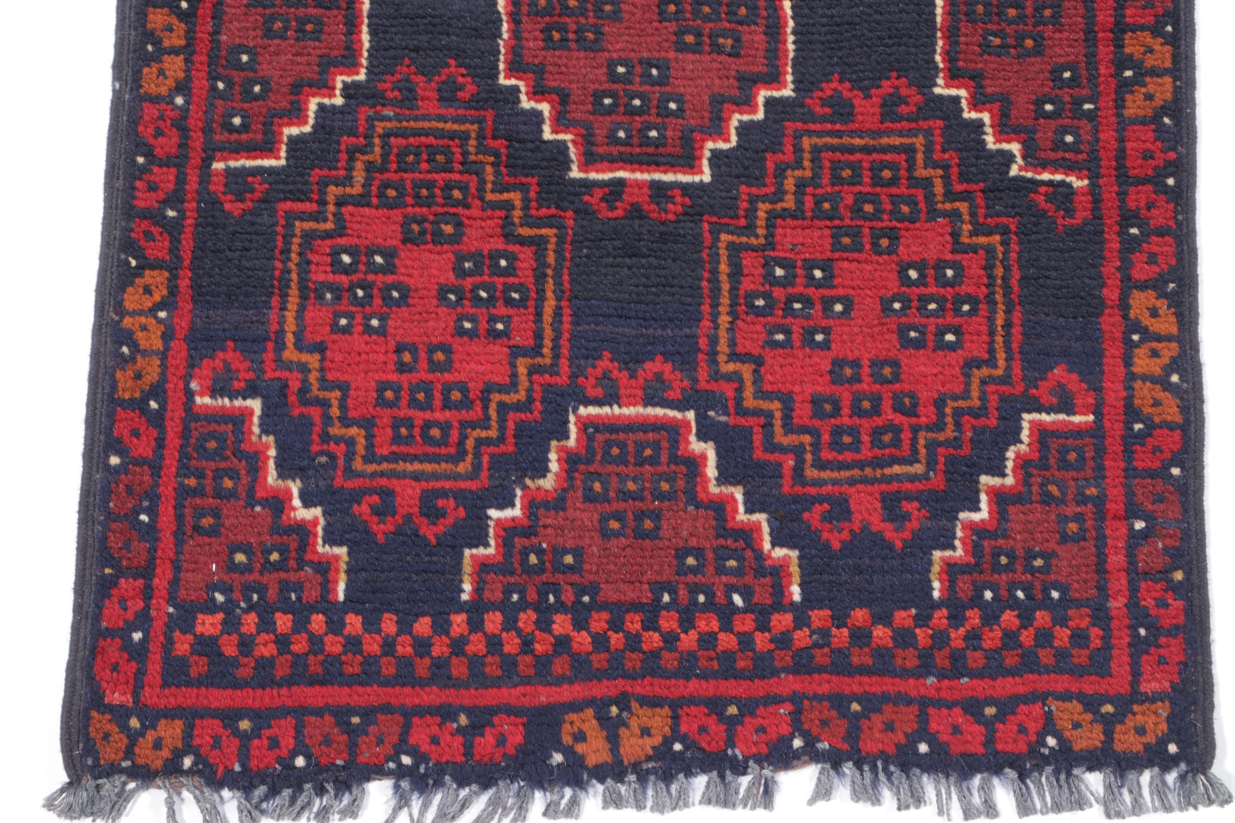 1'8 x 3'3 Hand-Knotted Afghan Kunduz Accent Rug
