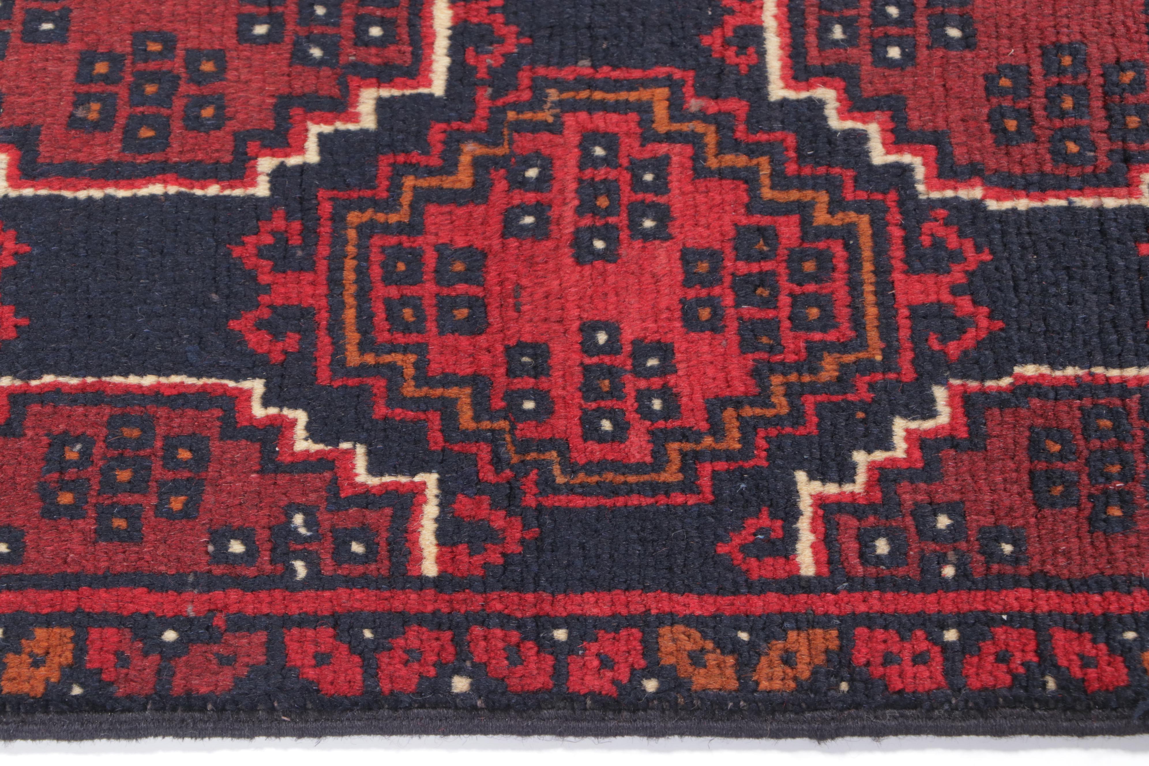 1'8 x 3'3 Hand-Knotted Afghan Kunduz Accent Rug