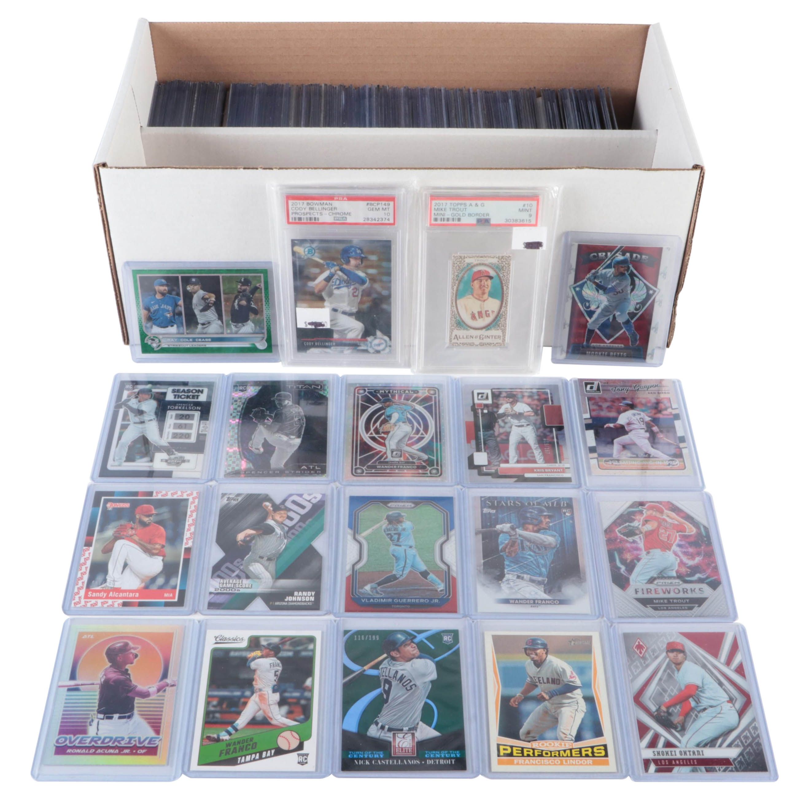 2017 A & G Mike Trout Mini Gold Border Graded PSA 9, with More Baseball Cards