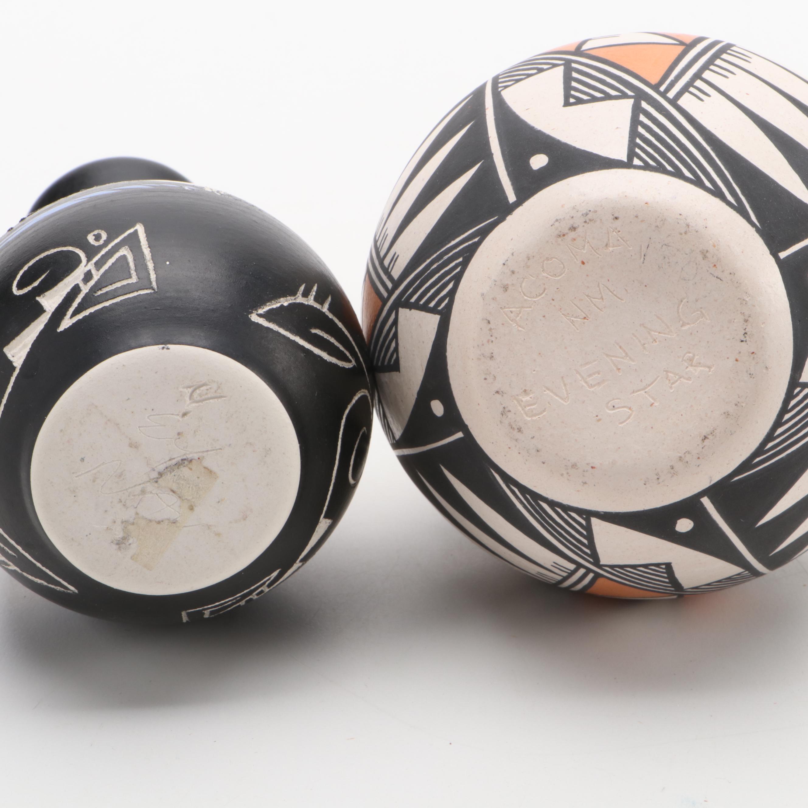 Artist Signed Pottery Olla and Vessels with Grecian Museum Replica Jar