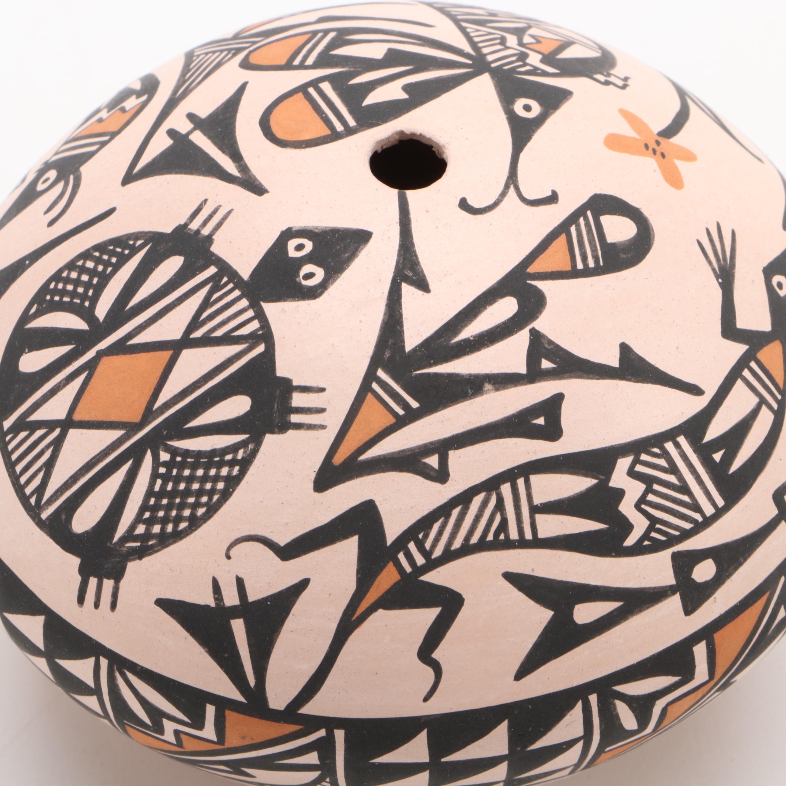 Artist Signed Pottery Olla and Vessels with Grecian Museum Replica Jar