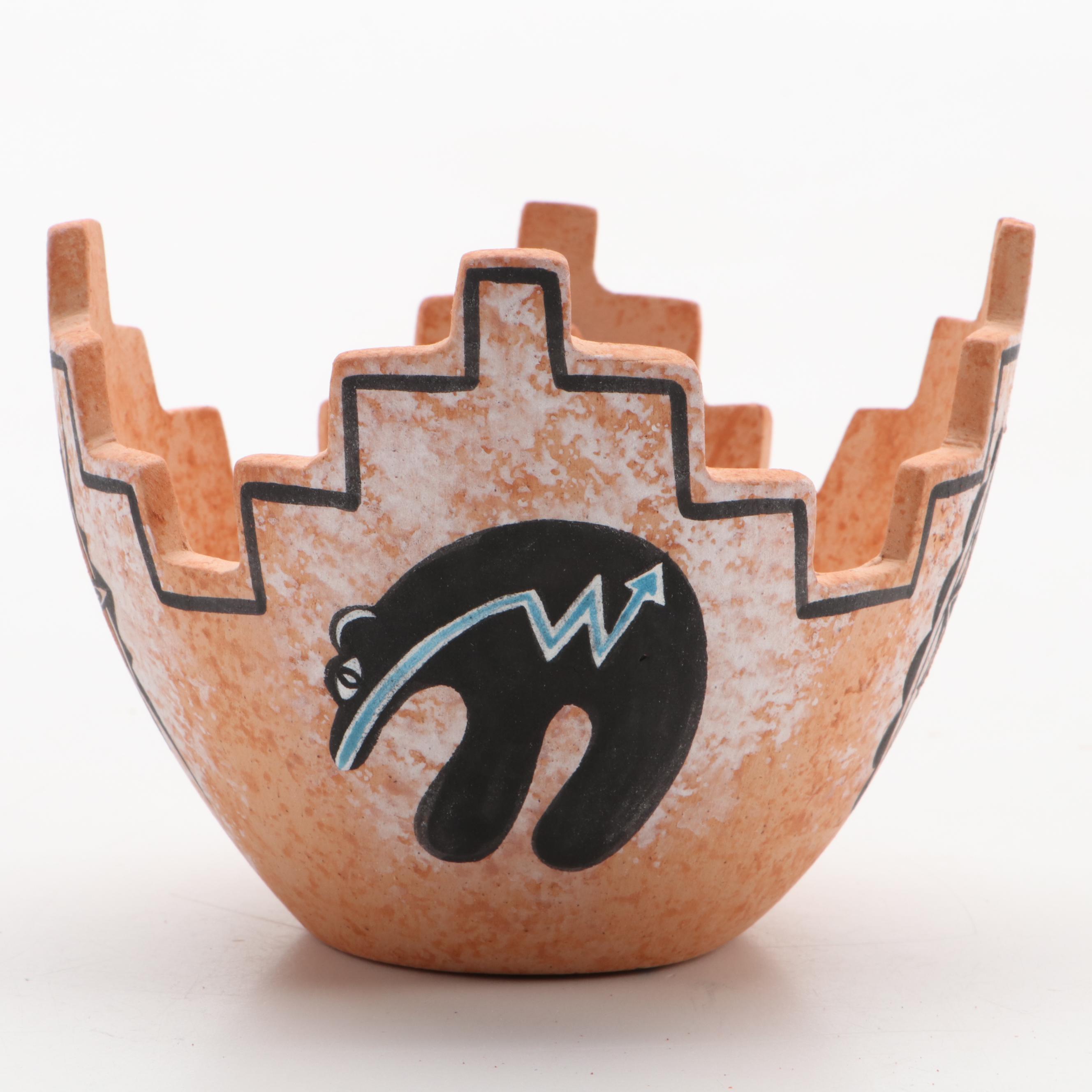 Artist Signed Pottery Olla and Vessels with Grecian Museum Replica Jar