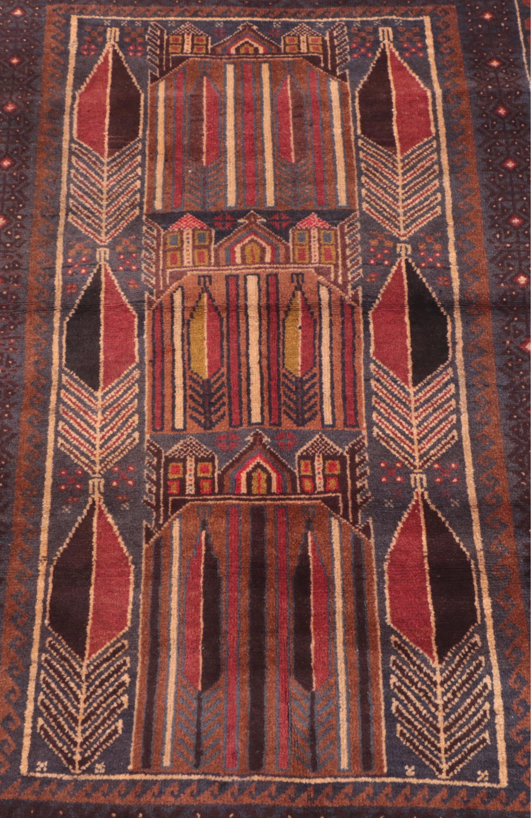 3' x 4'6 Hand-Knotted Afghan Baluch Accent Rug