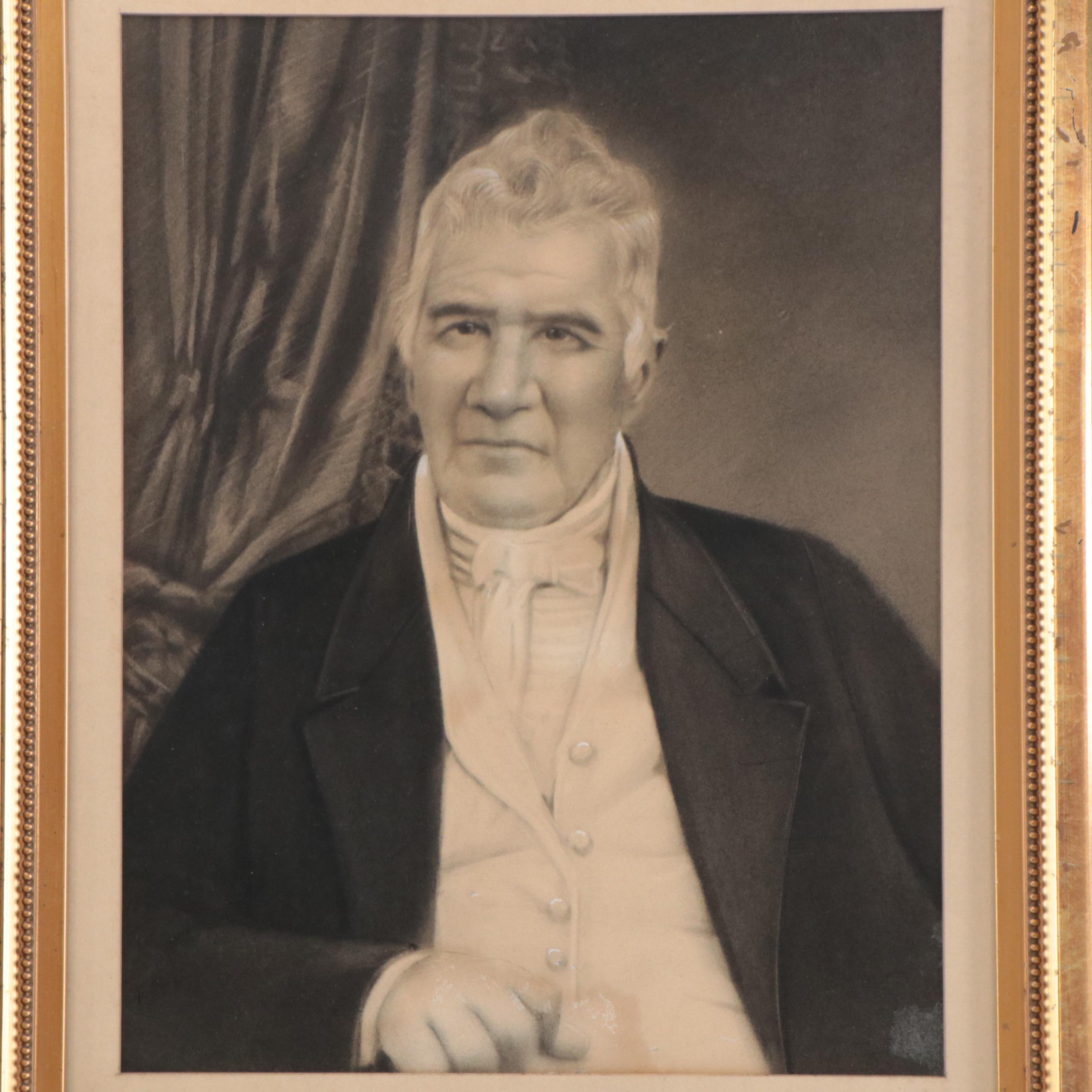 Crayon Portrait Photograph of Elder Gentleman, Late 19th Century