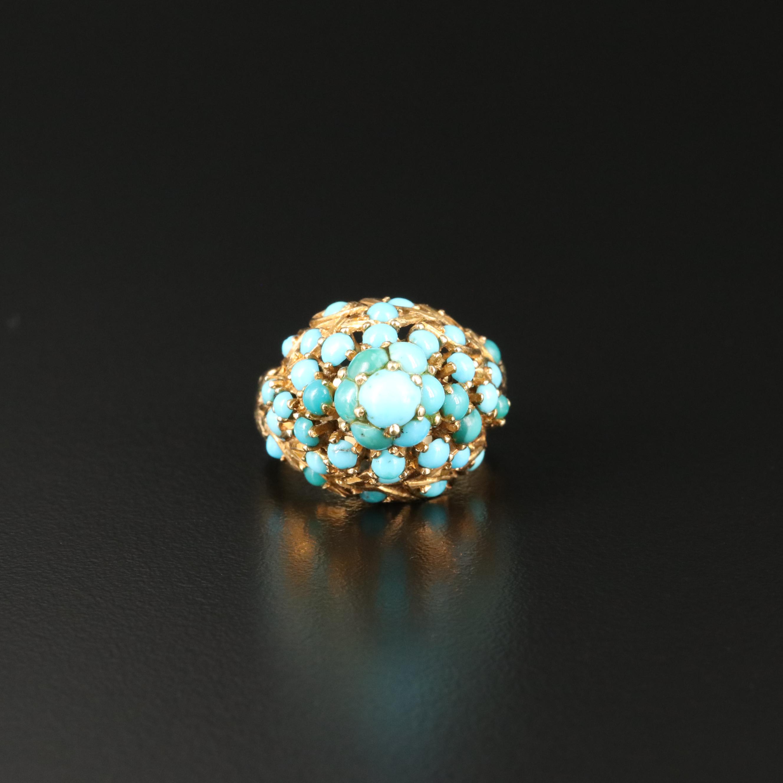 18K Turquoise Thai Princess Ring