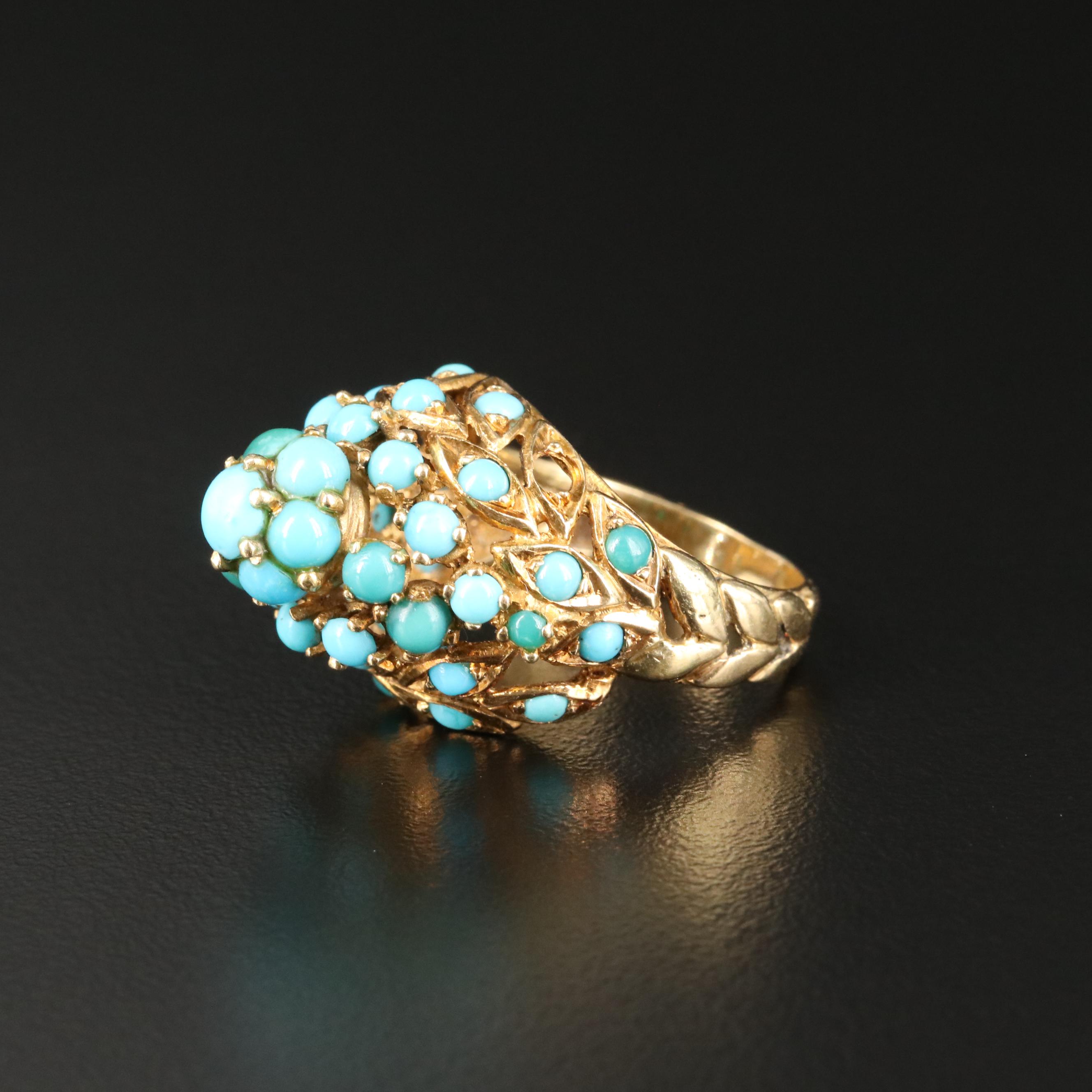 18K Turquoise Thai Princess Ring