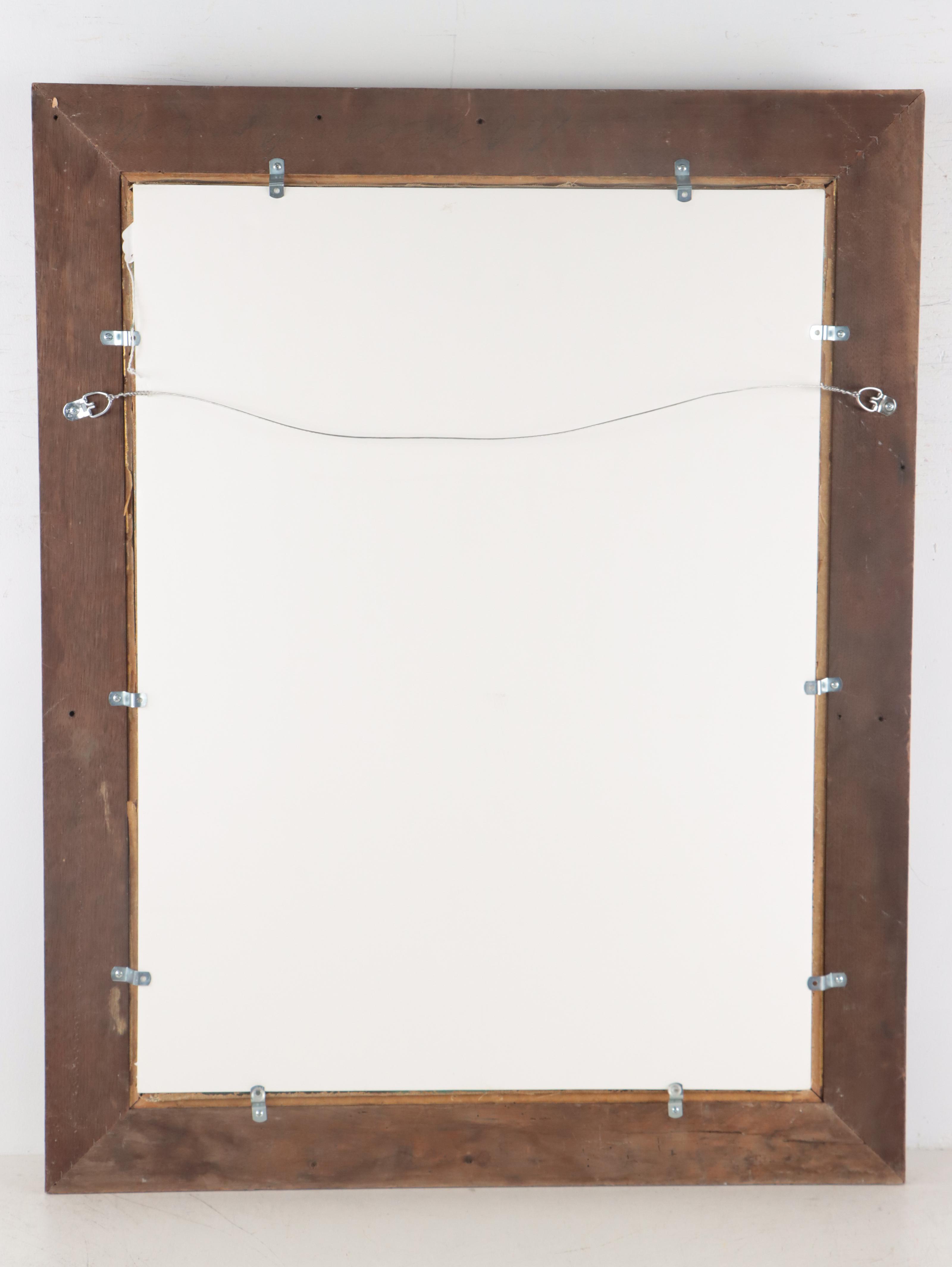 Landscape with Man Fishing Oil Painting, Early to Mid-20th Century