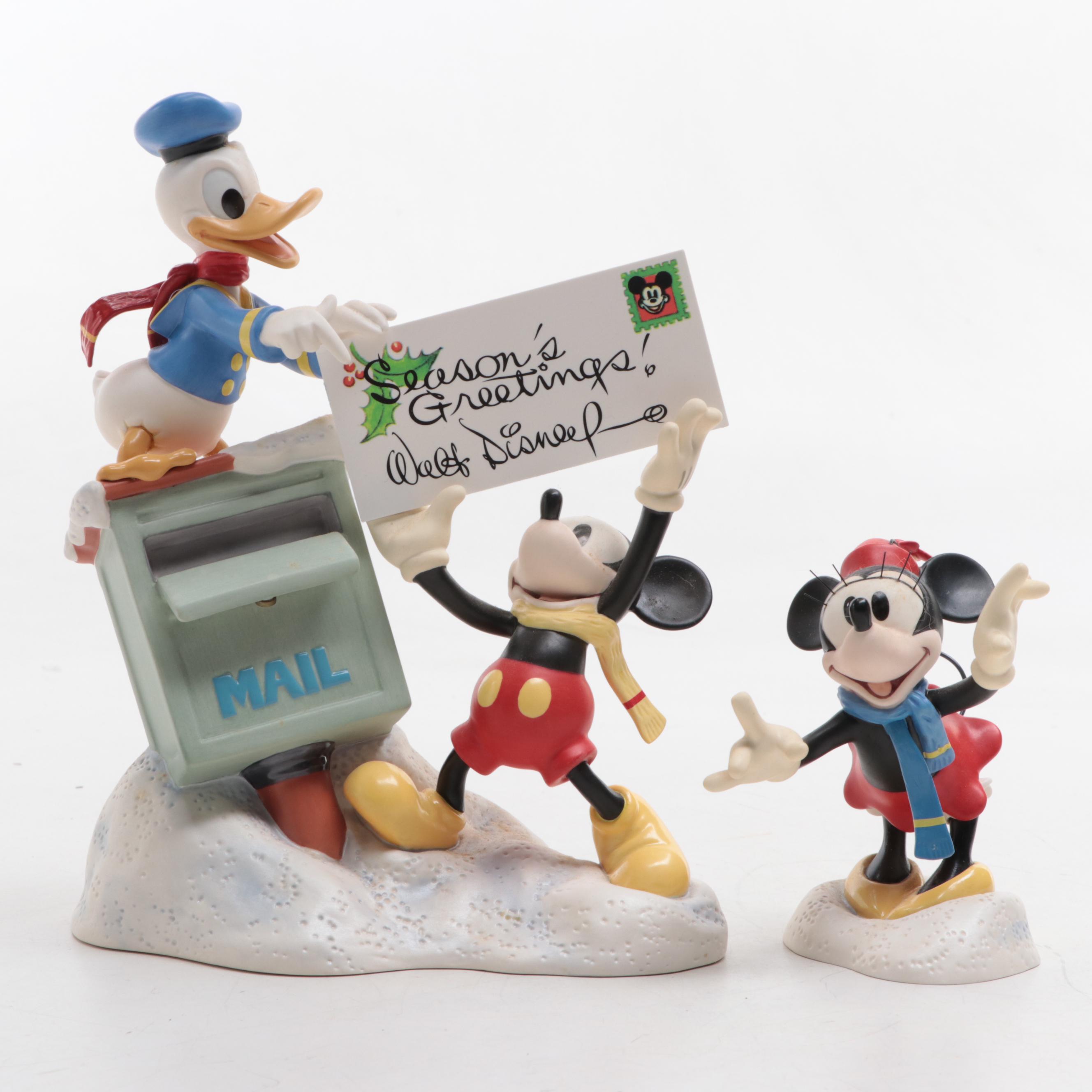 Walt Disney "Merry Messengers" Ceramic Figurines and Other Snow Globes