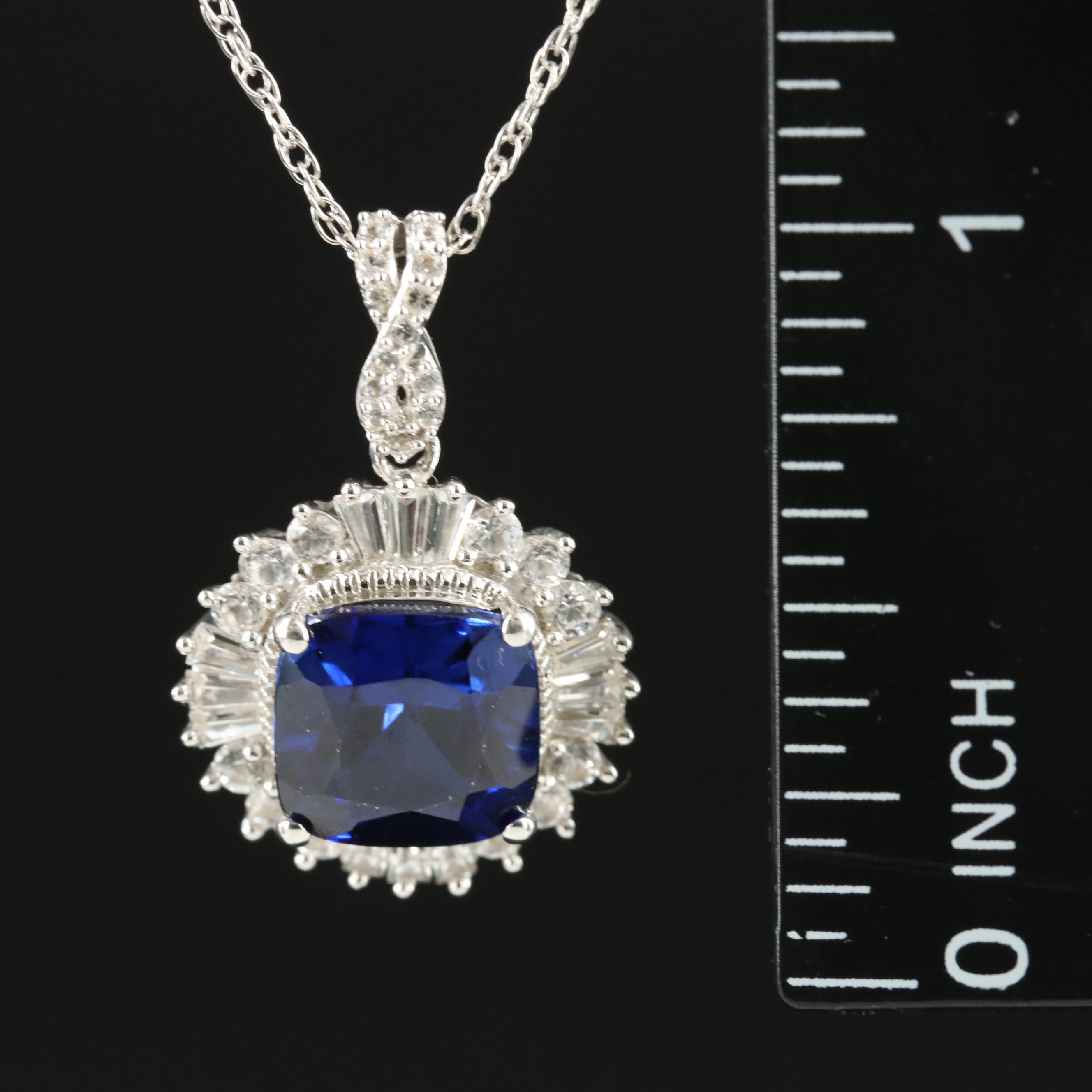 Sterling Sapphire Pendant Necklace