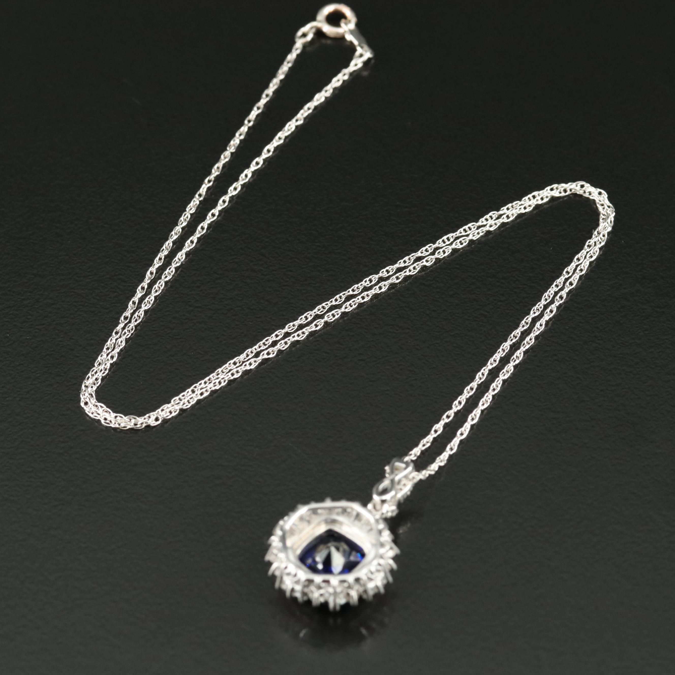 Sterling Sapphire Pendant Necklace