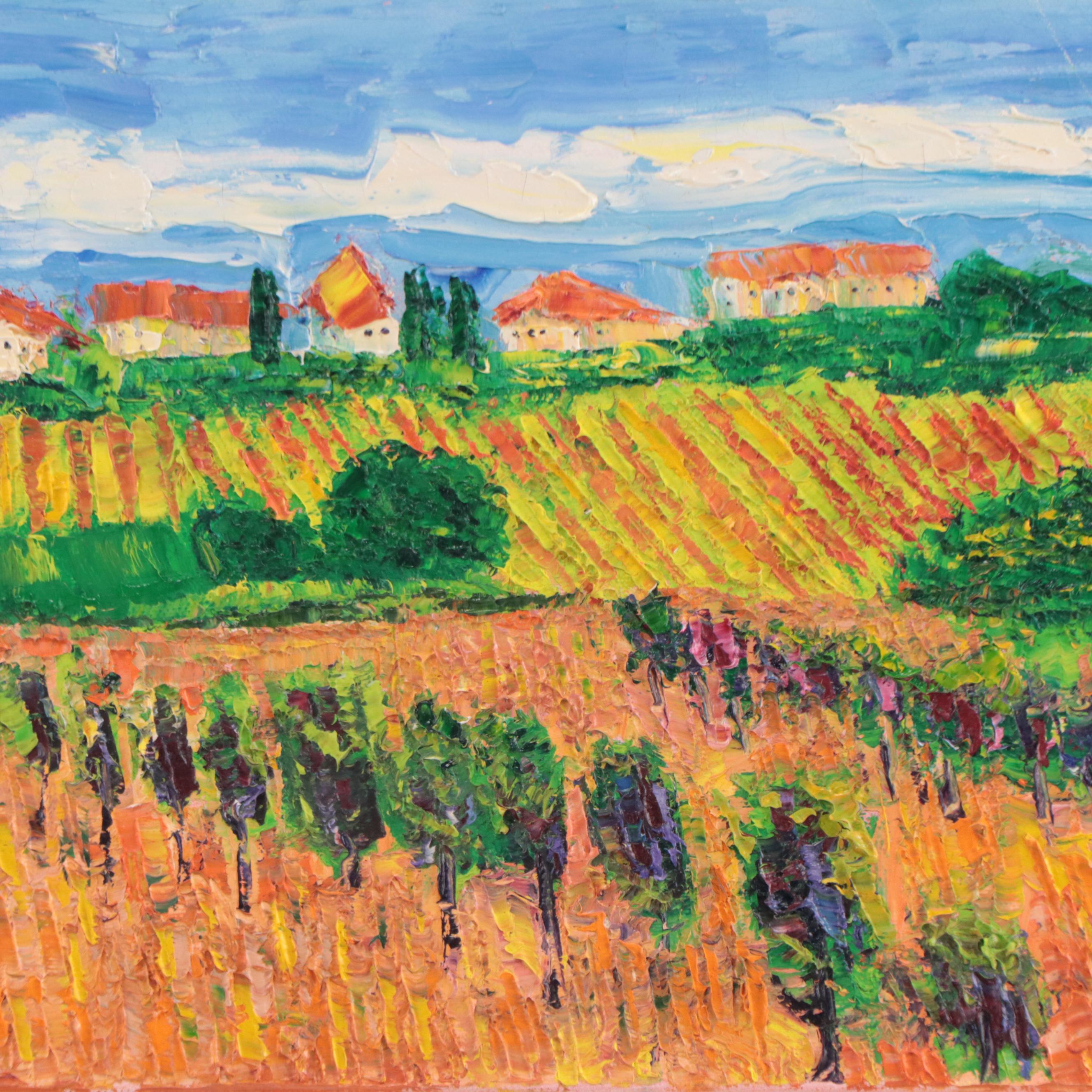SRO Landscape Oil Painting "Cortona Grapes," 2008