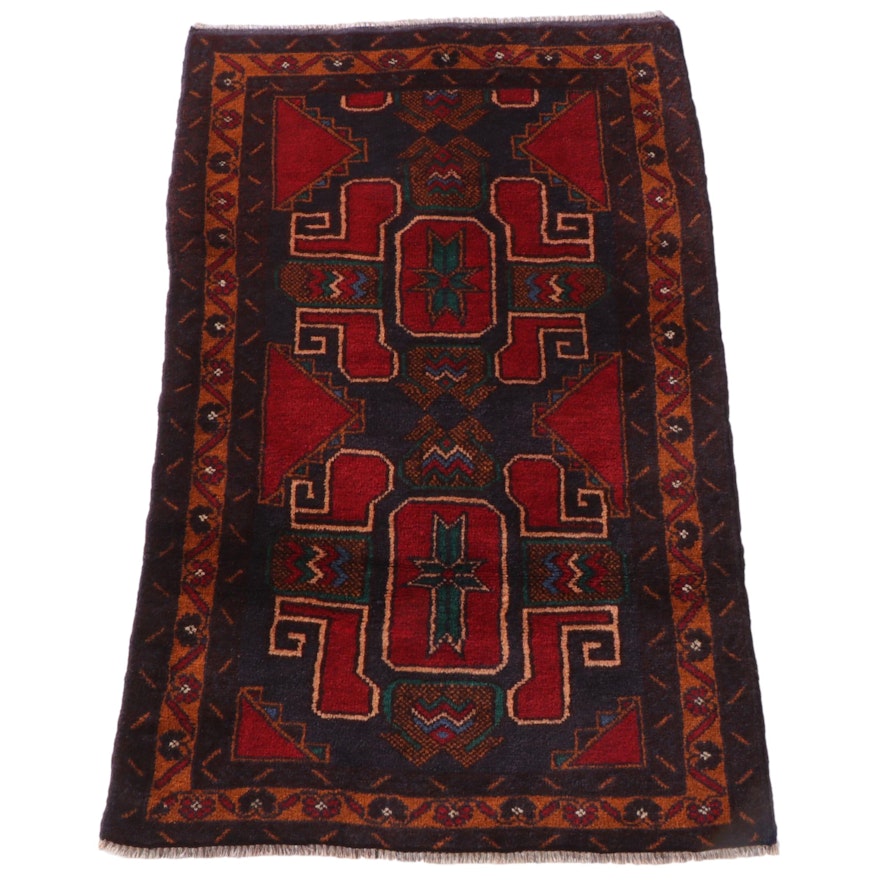 2'10 x 4'8 Hand-Knotted Afghan Baluch Accent Rug