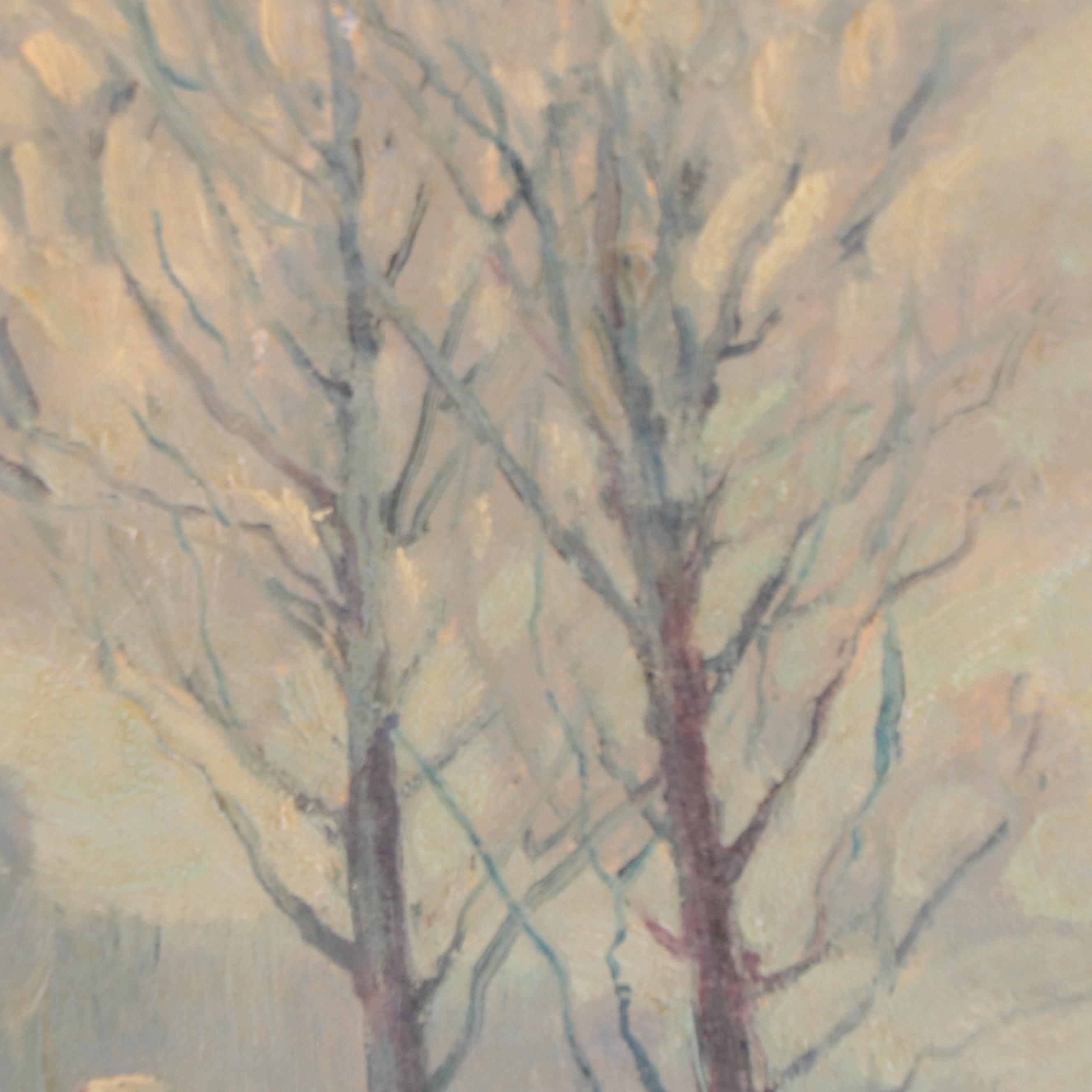 C. W. Boeringer Winter Landscape Oil Painting "Snow Scene Erlanger," 1941