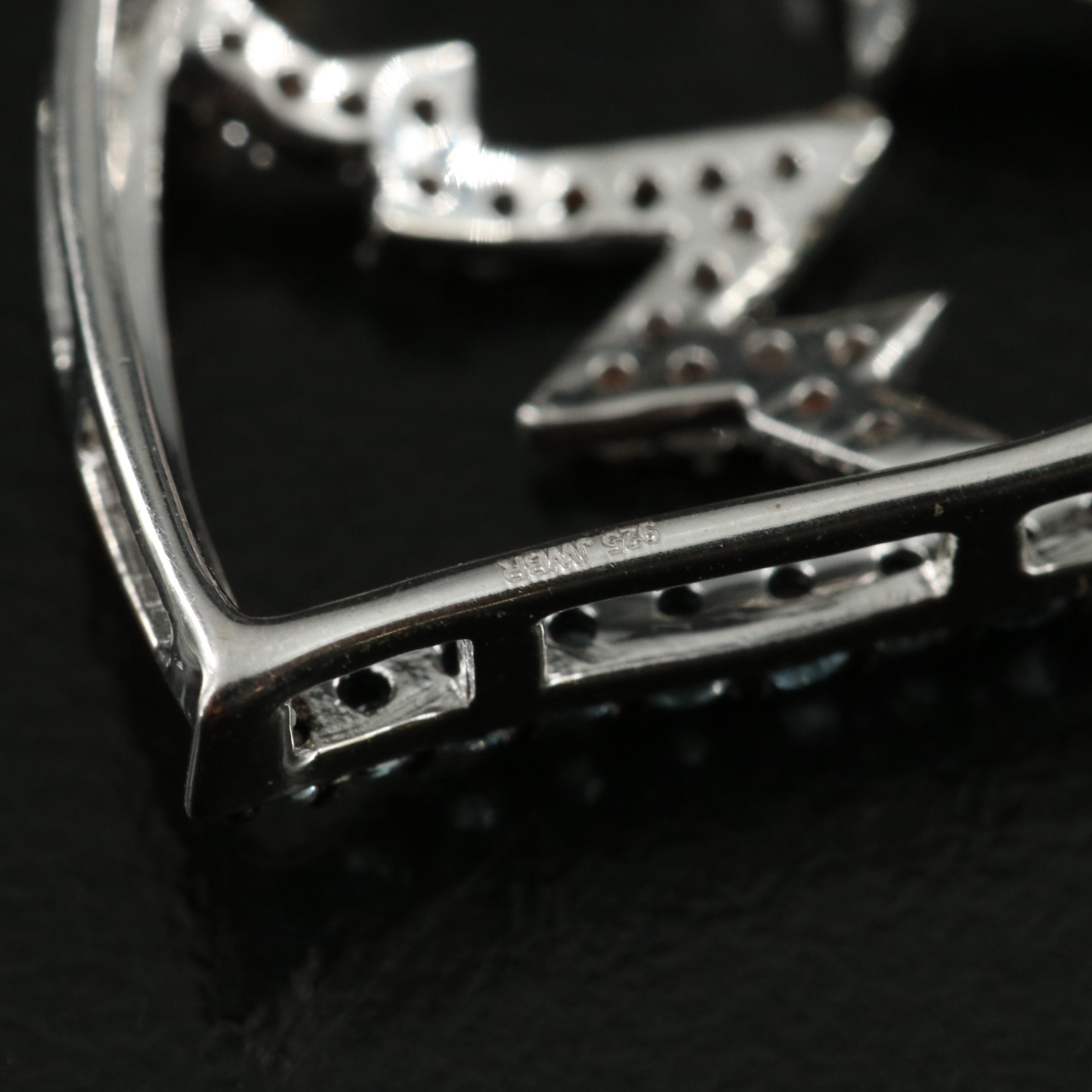 Sterling Topaz and Sapphire Heart and Heartbeat Pendant Necklace