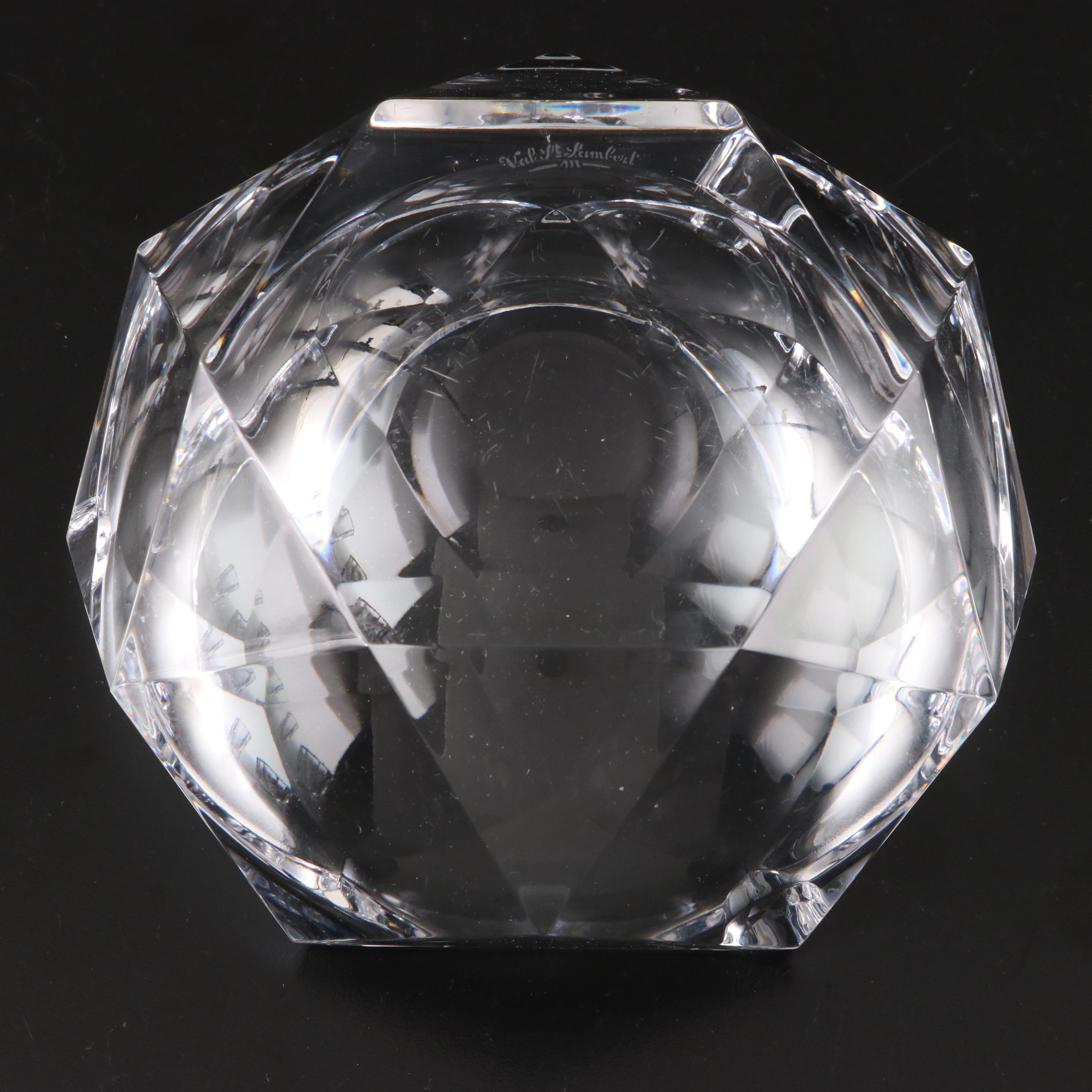 Orrefors "Residence" Glass Vase and Bowl with Val St. Lambert Crystal Bowl