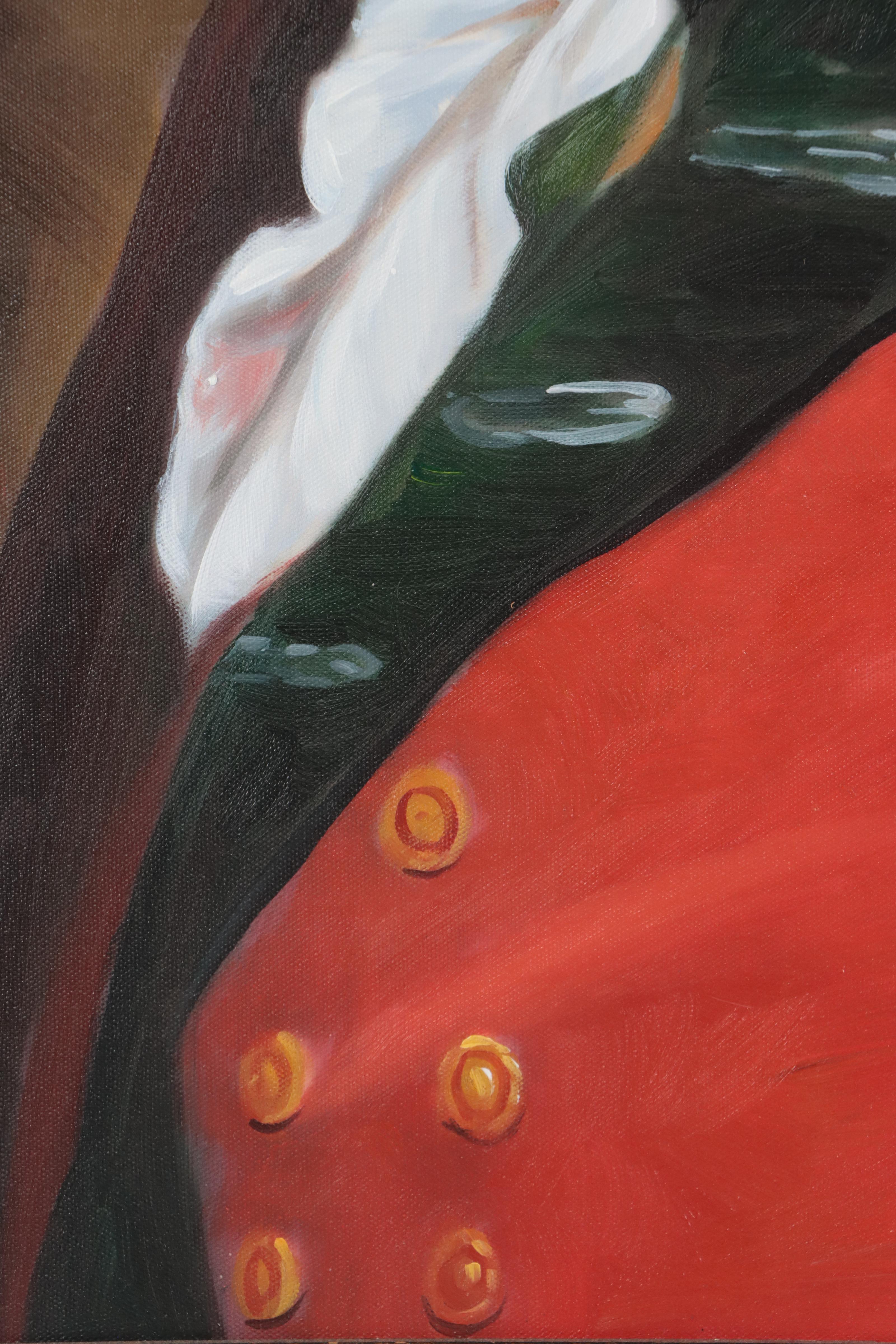 Chimpanzee in Military Uniform Oil Painting