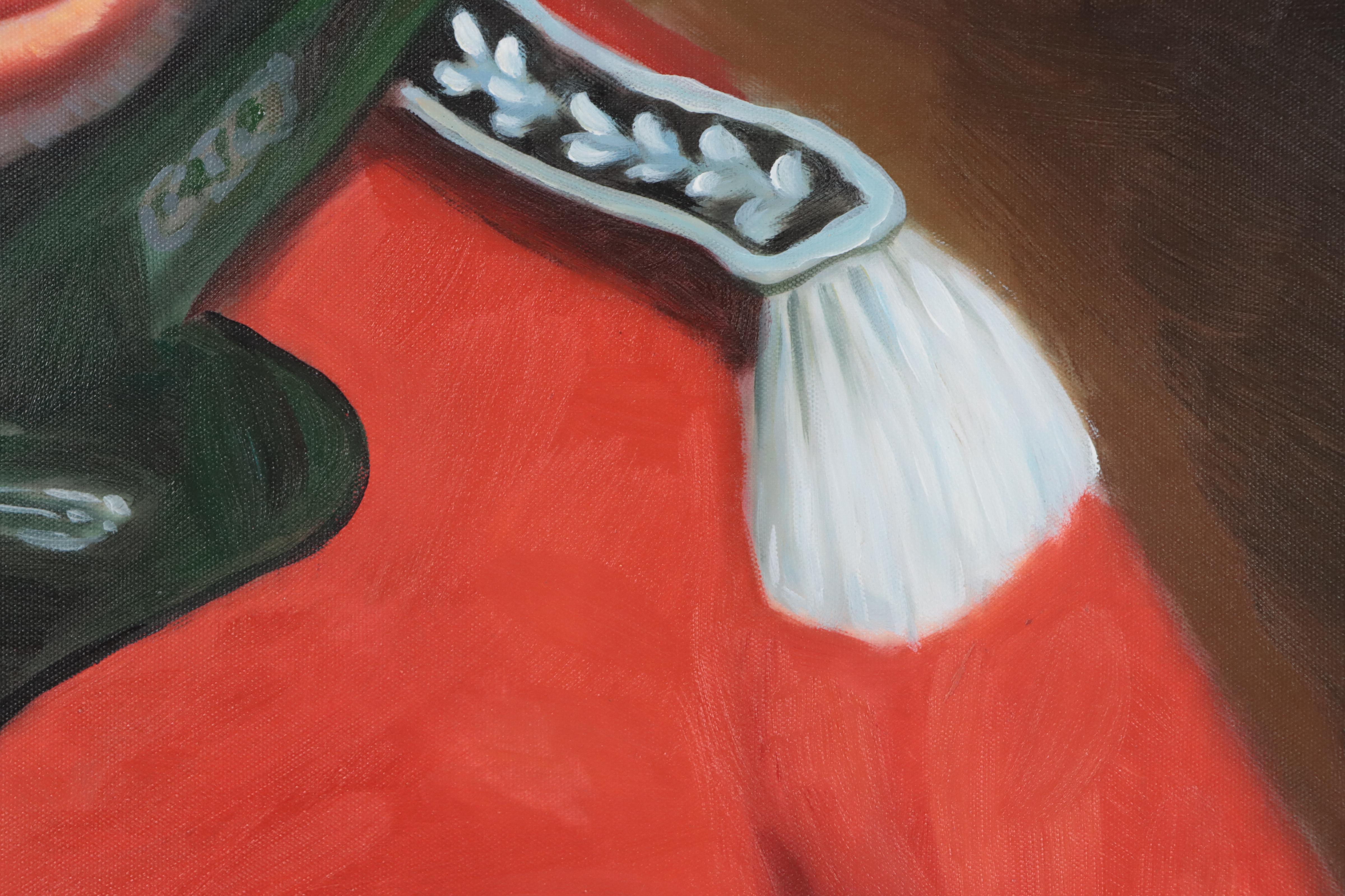 Chimpanzee in Military Uniform Oil Painting