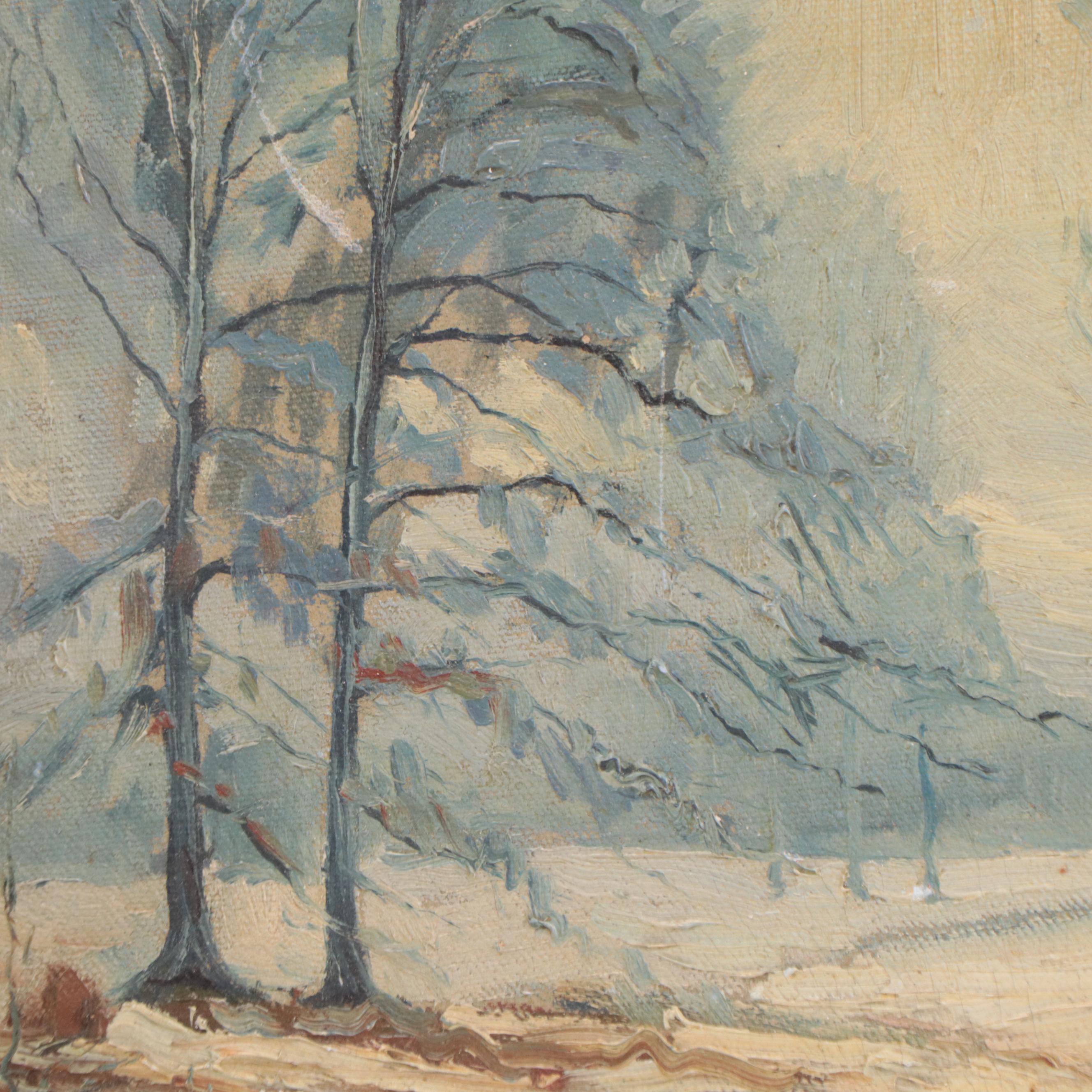 C. W. Boeringer Winter Landscape Oil Painting "Parker Woods"