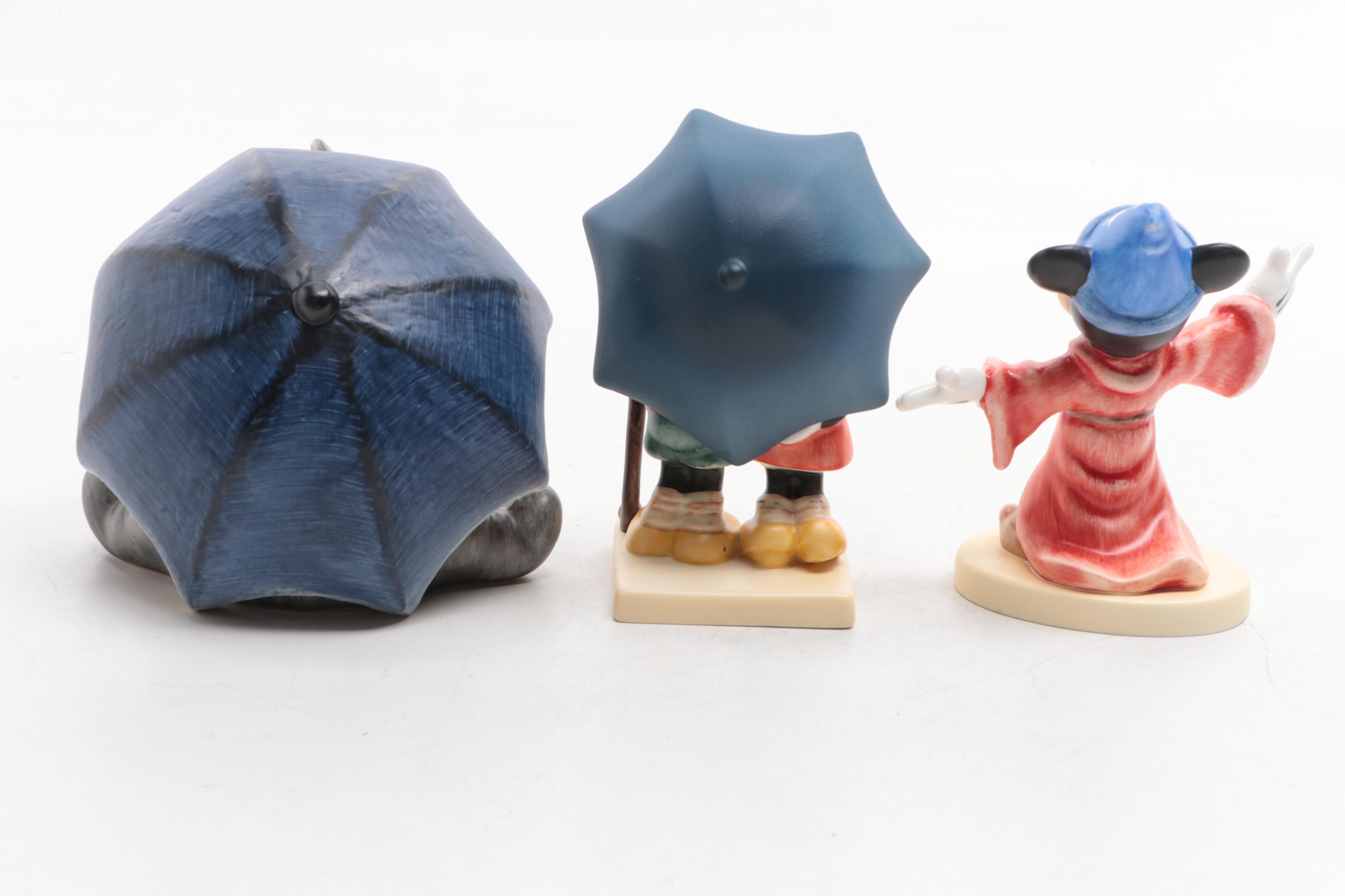 Goebel Master Artist Signed "Eeyore Umbrella Boy" and Other Figurines