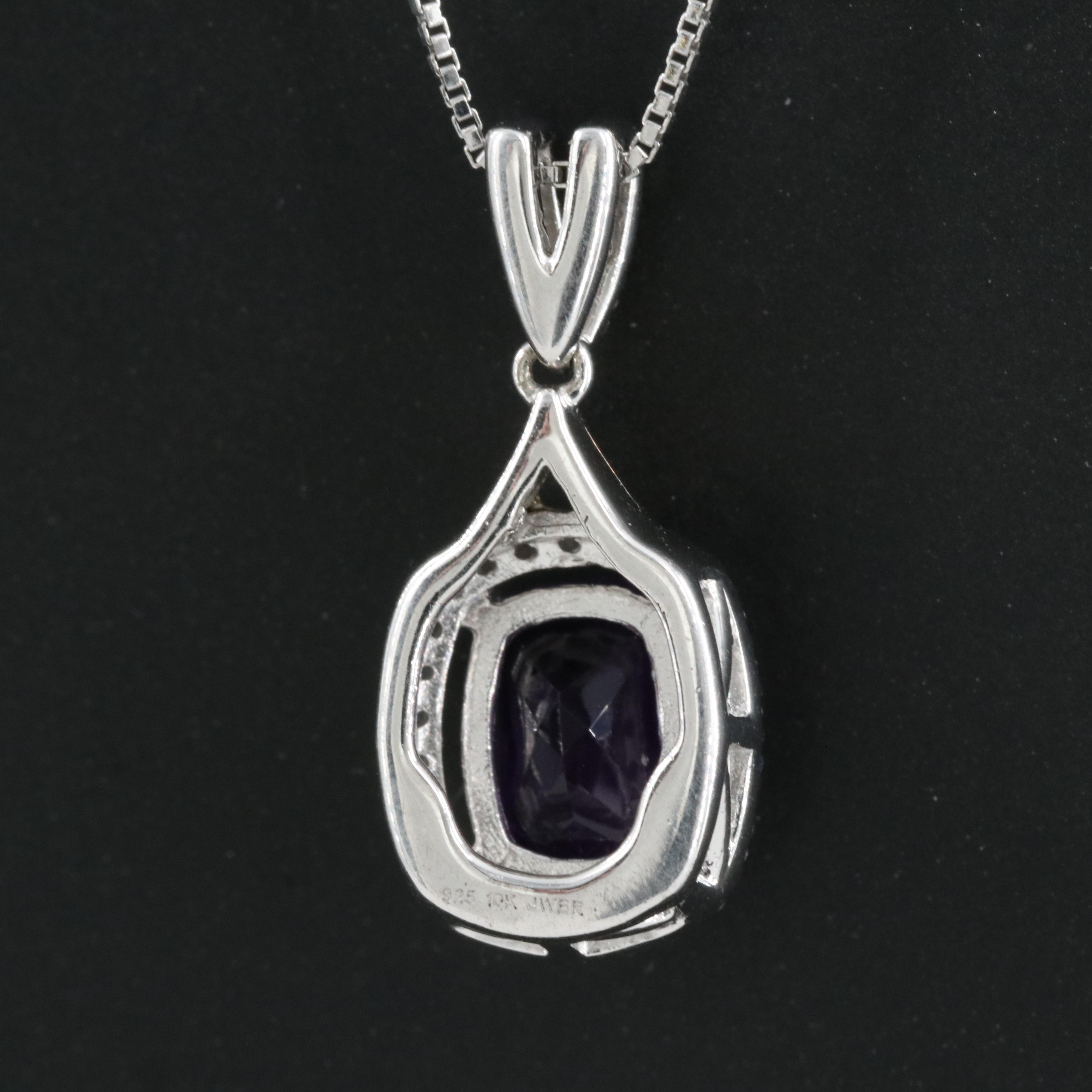 Sterling Amethyst and White Sapphire Pendant Necklace with 10K Rose Gold Accent