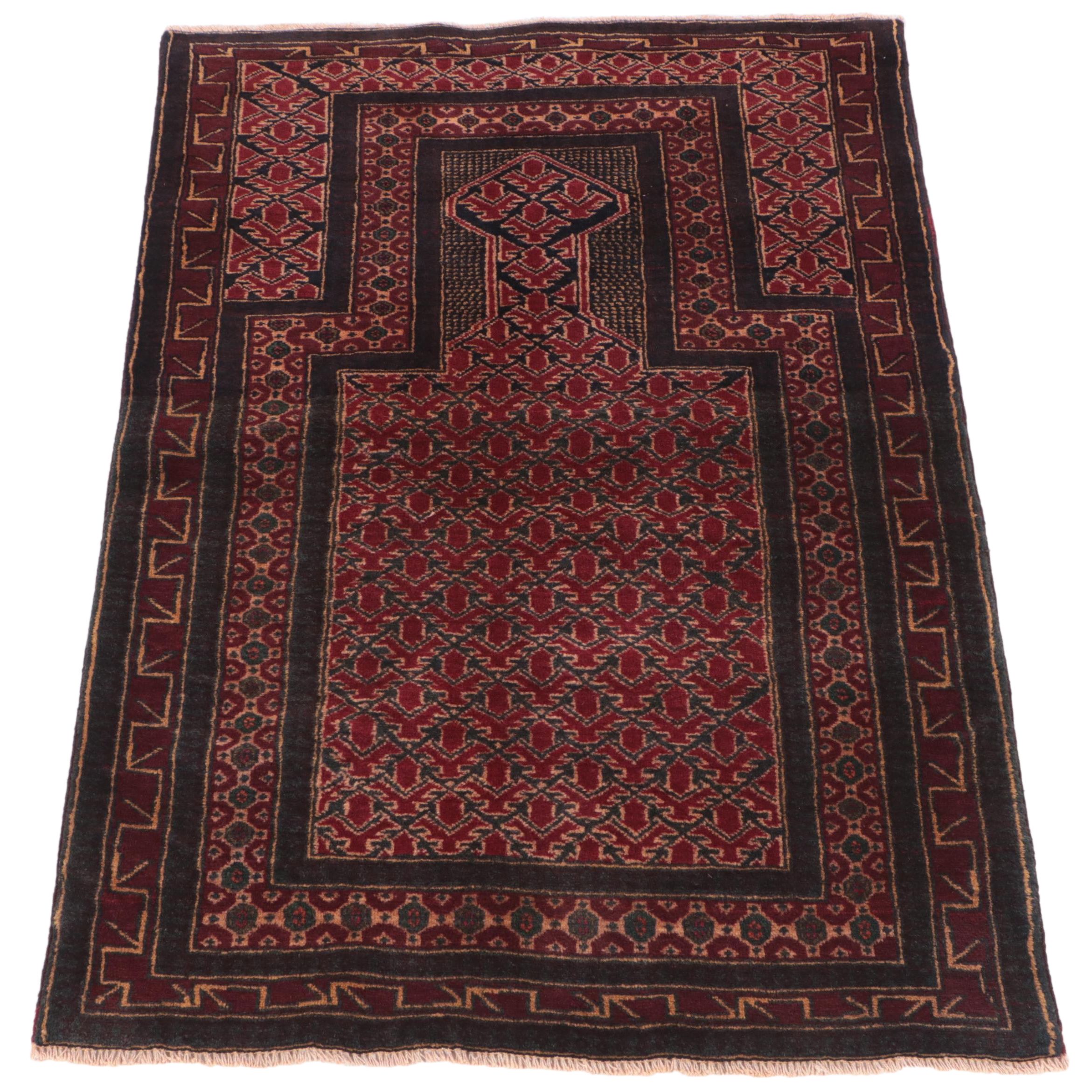 2'11 x 4'5 Hand-Knotted Afghan Baluch Prayer Rug