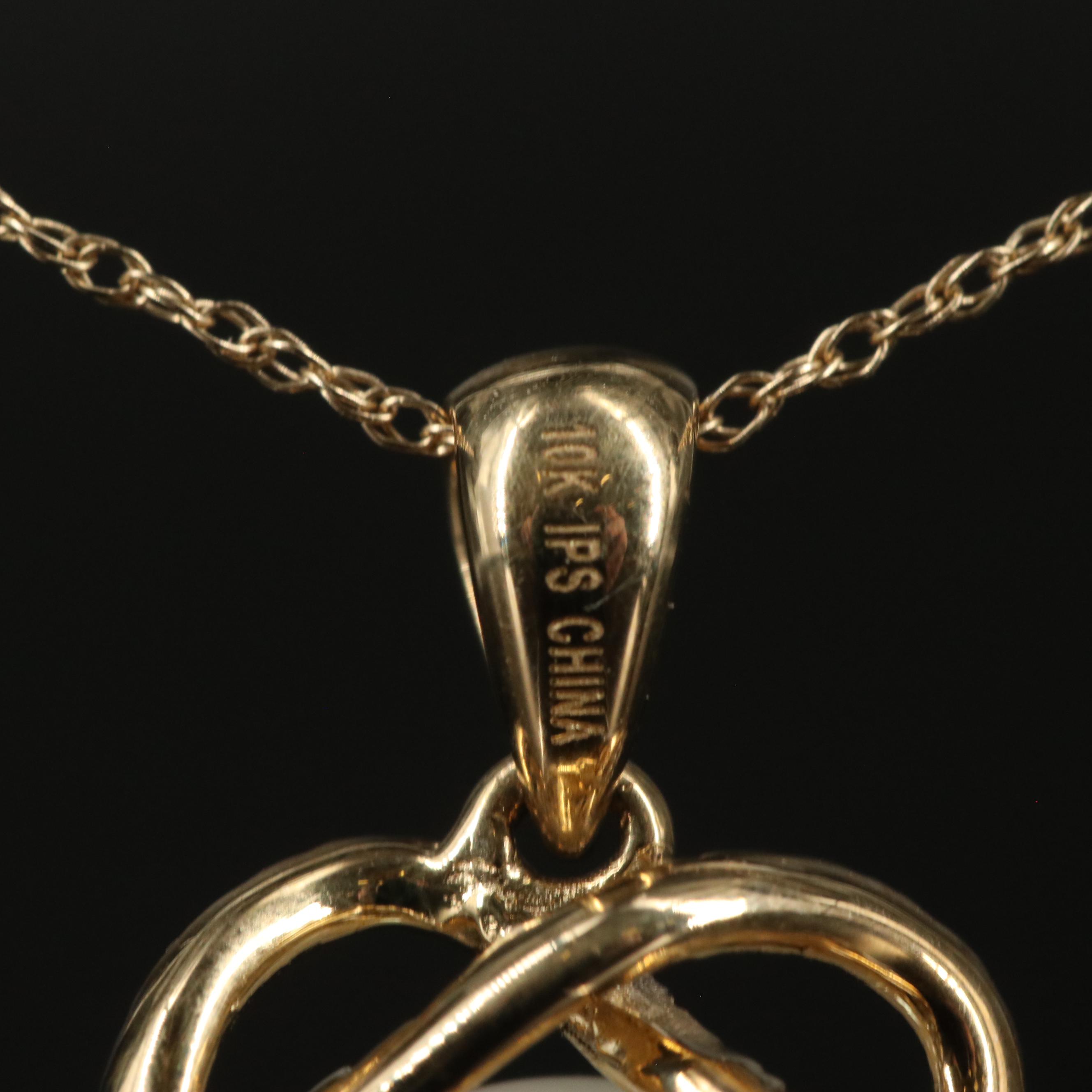 10K Pearl and Diamond Pendant Necklace