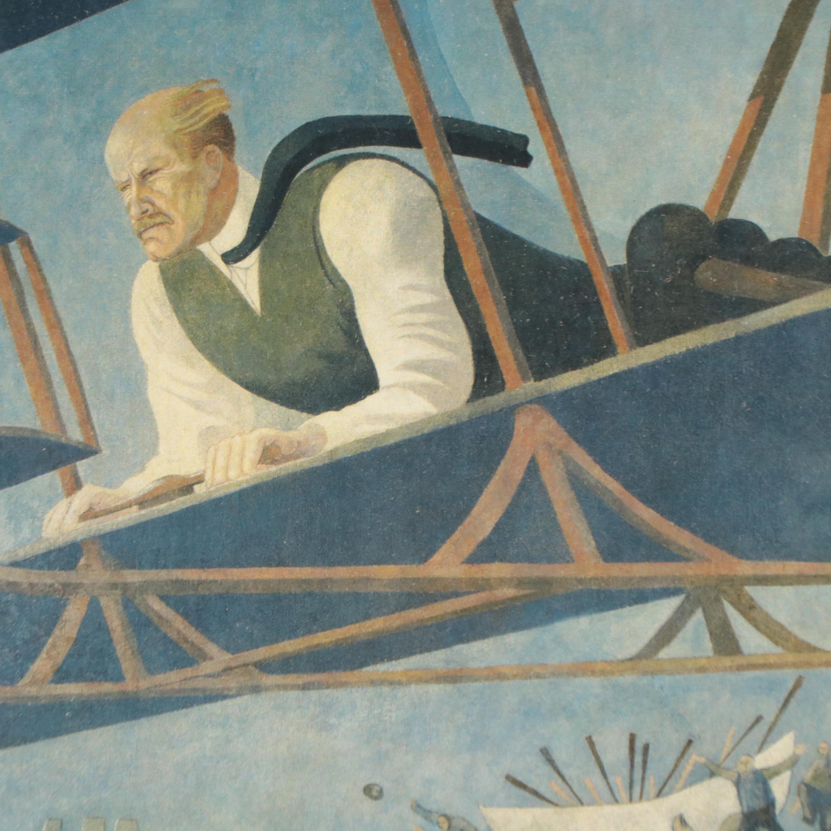 Giclée After George Snow Hill Aviation Mural in Tampa International Airport