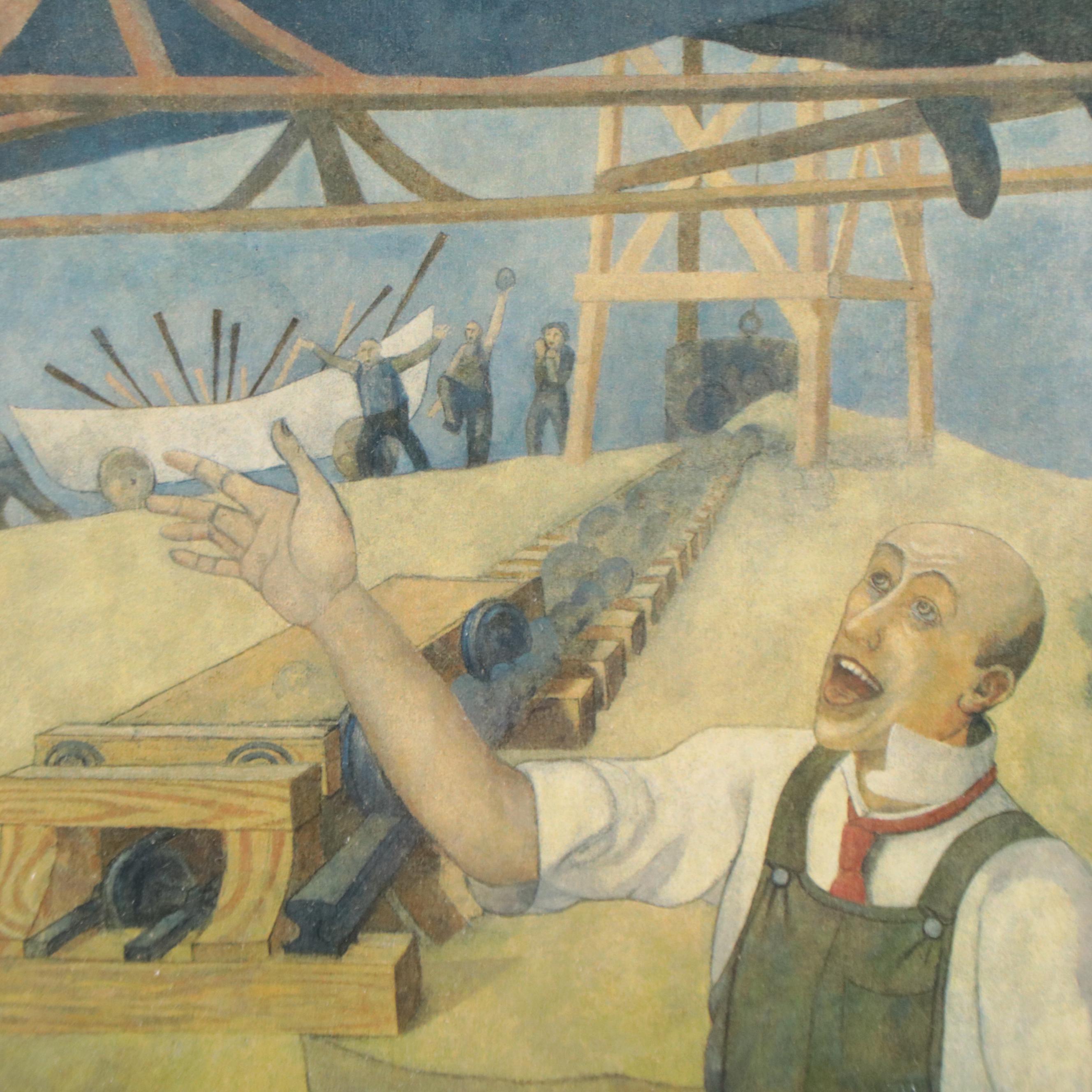 Giclée After George Snow Hill Aviation Mural in Tampa International Airport