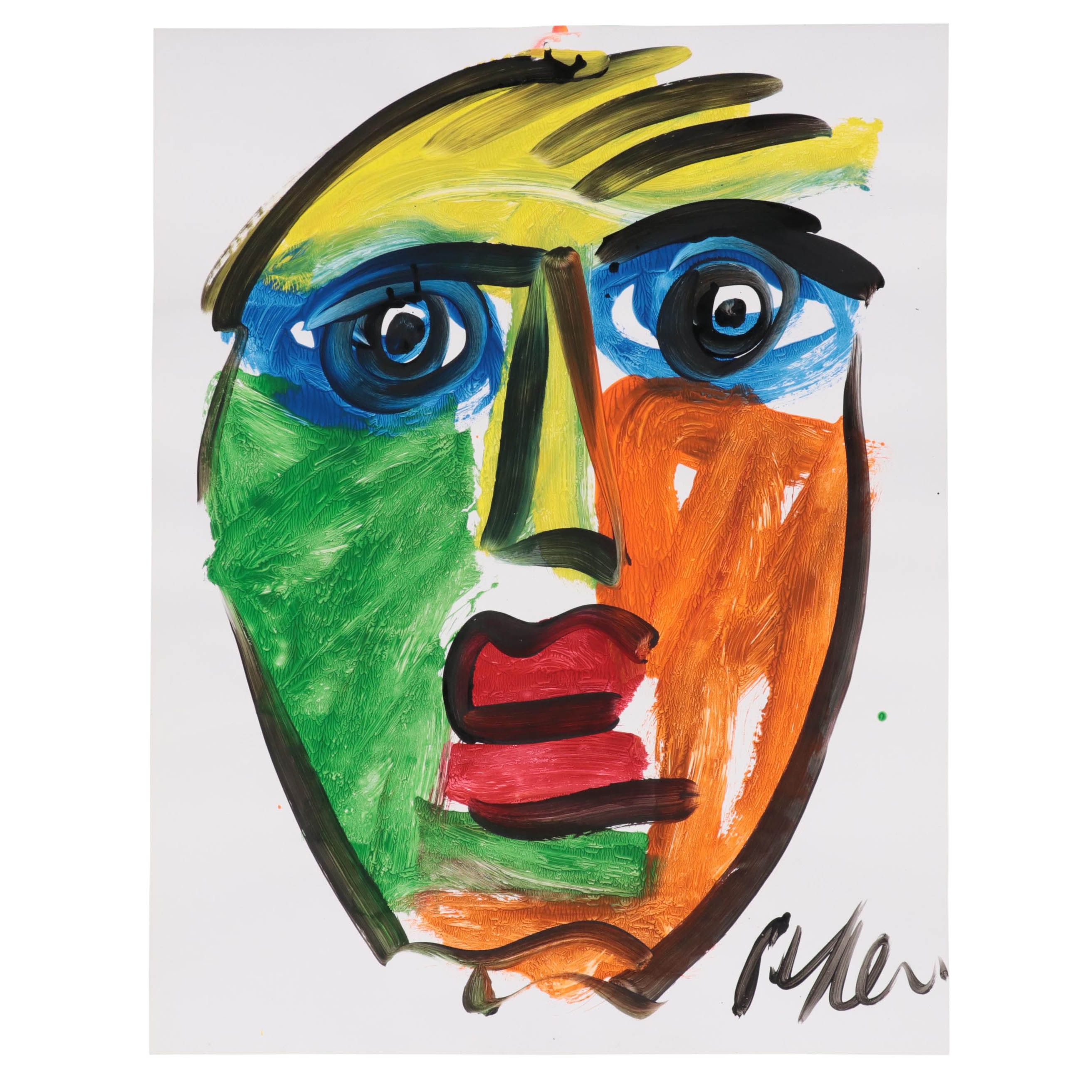 Peter Keil Abstract Portrait Acrylic Painting