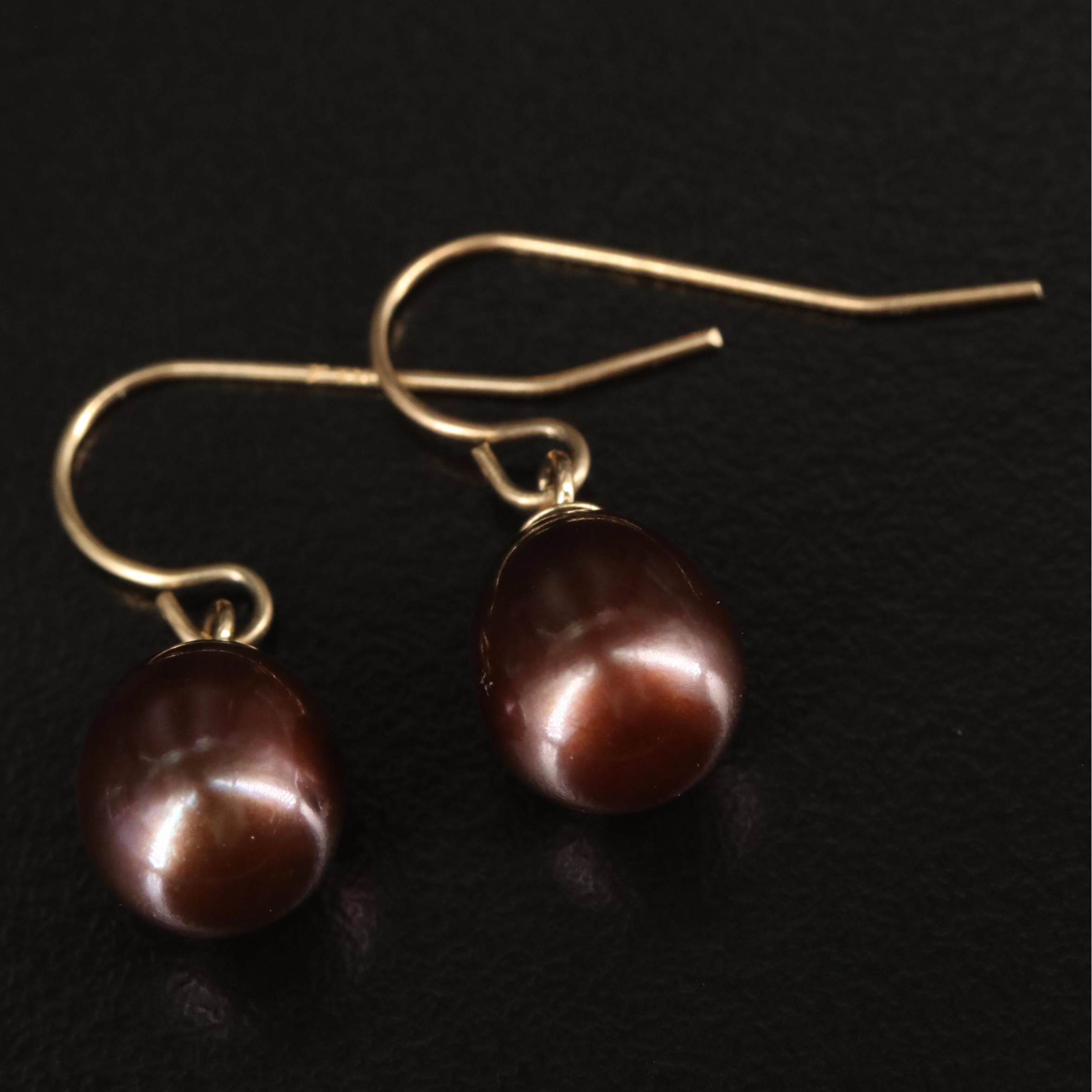 14K Pearl Drop Earrings