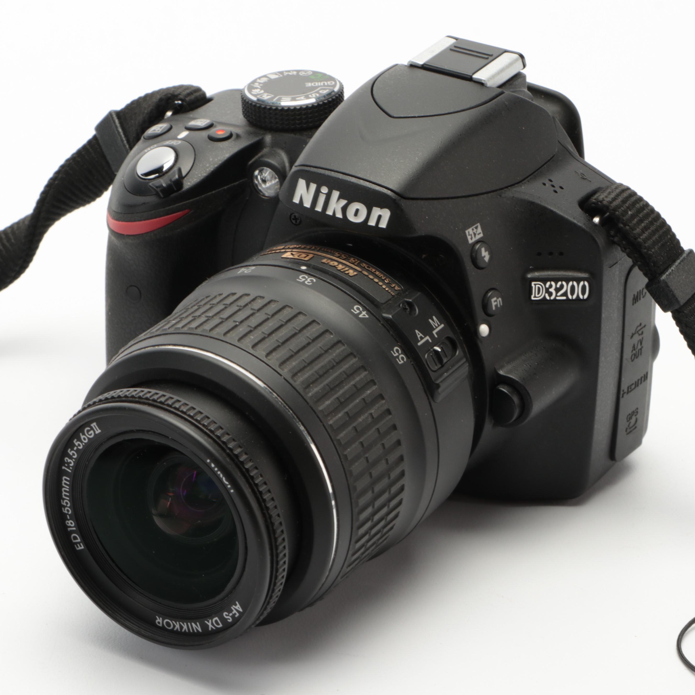 Nikon D3200 DSLR Camera, Double Zoom Lens Kit and Case