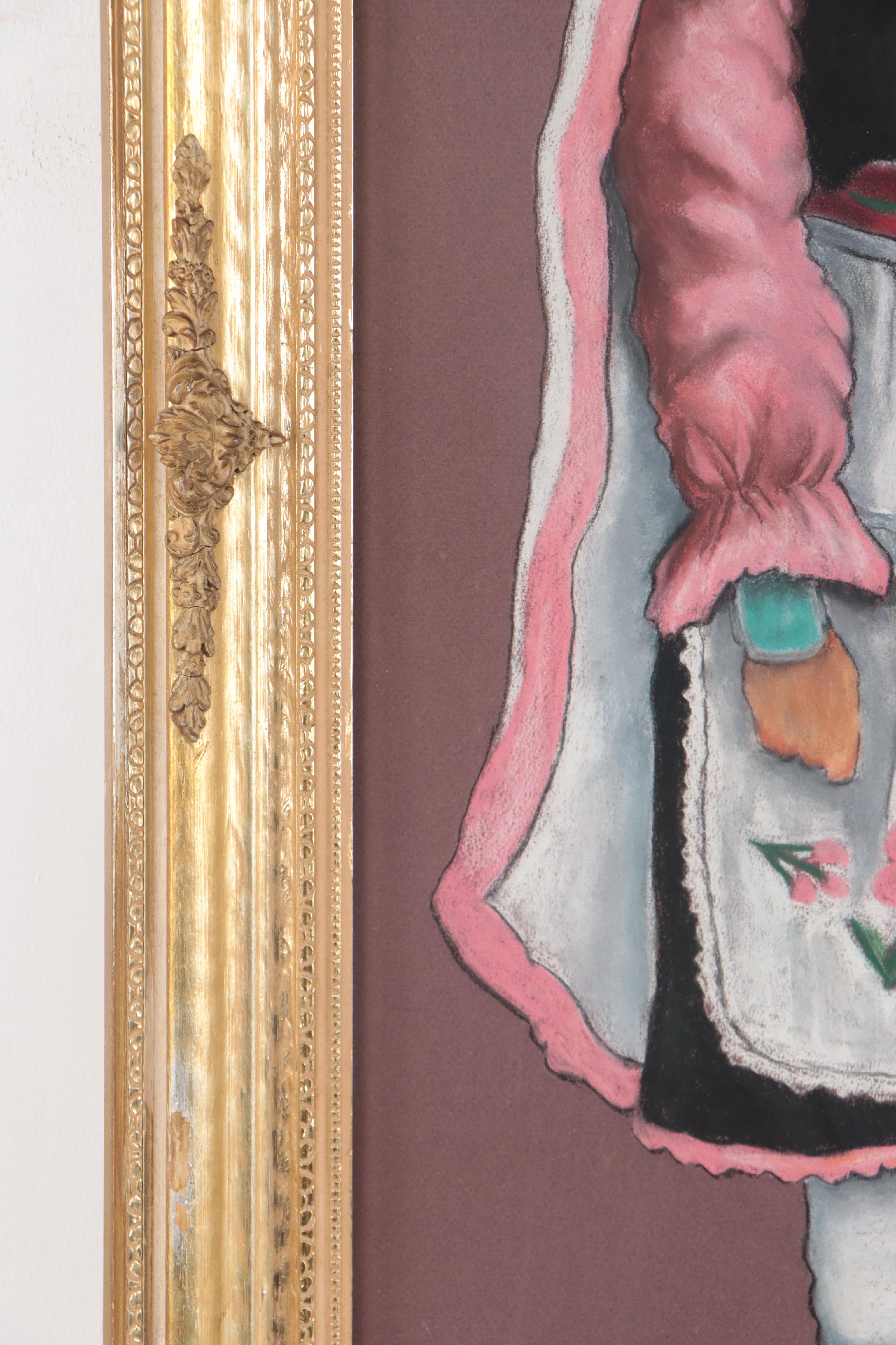 Sarah Andrea Parrott Pastel Drawing of Native American Women