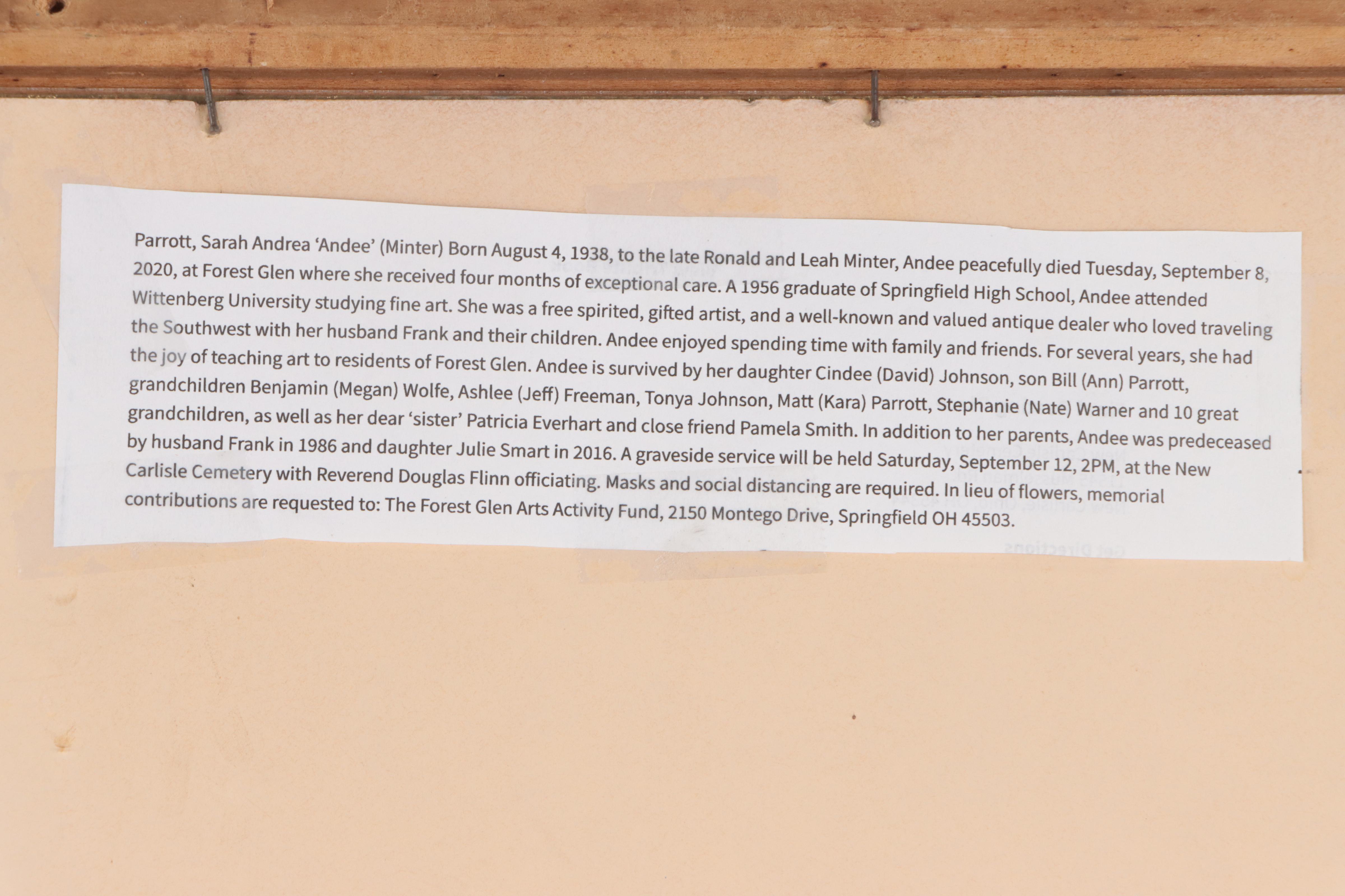 Sarah Andrea Parrott Pastel Drawing of Native American Women