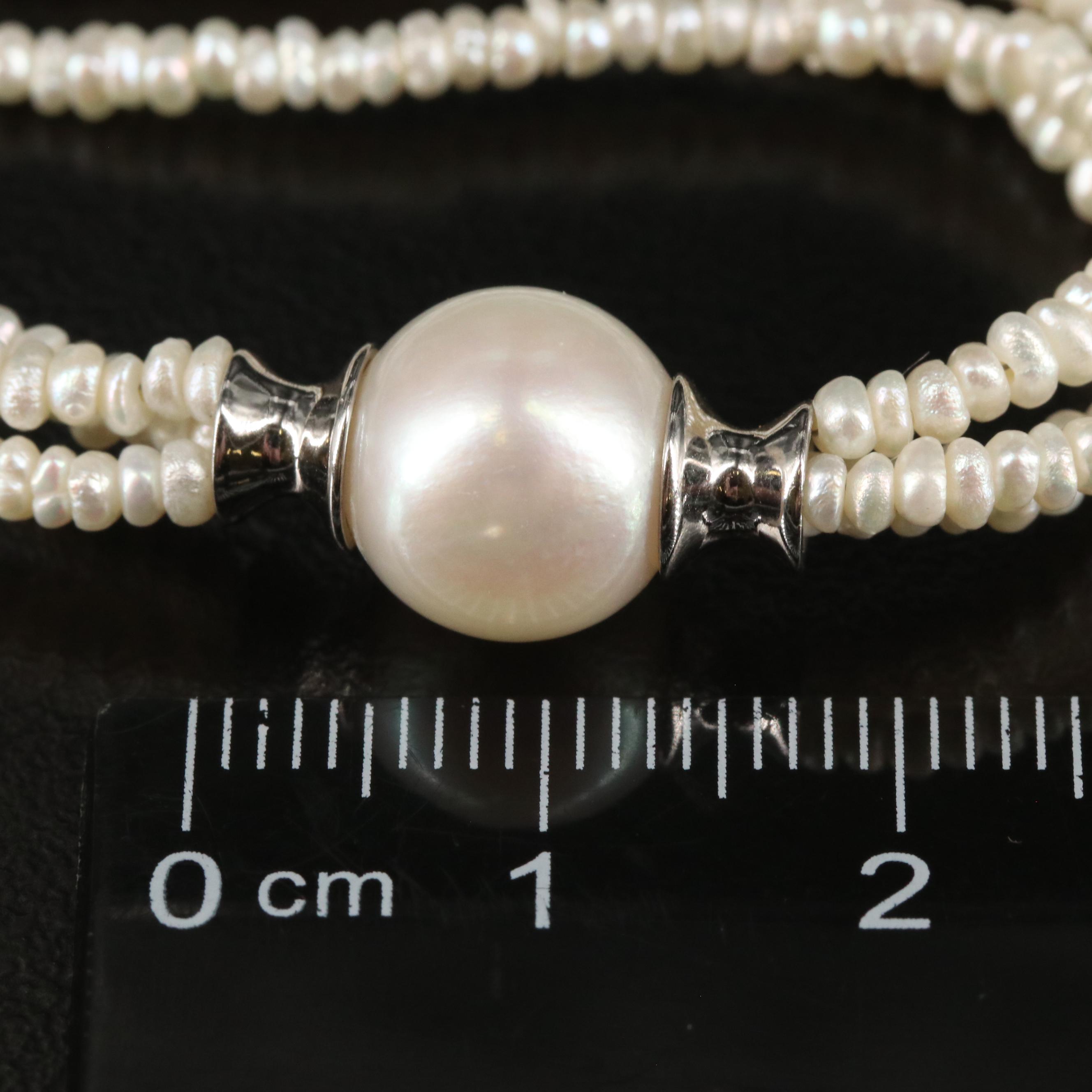 Sterling Triple-Strand Pearl Necklace