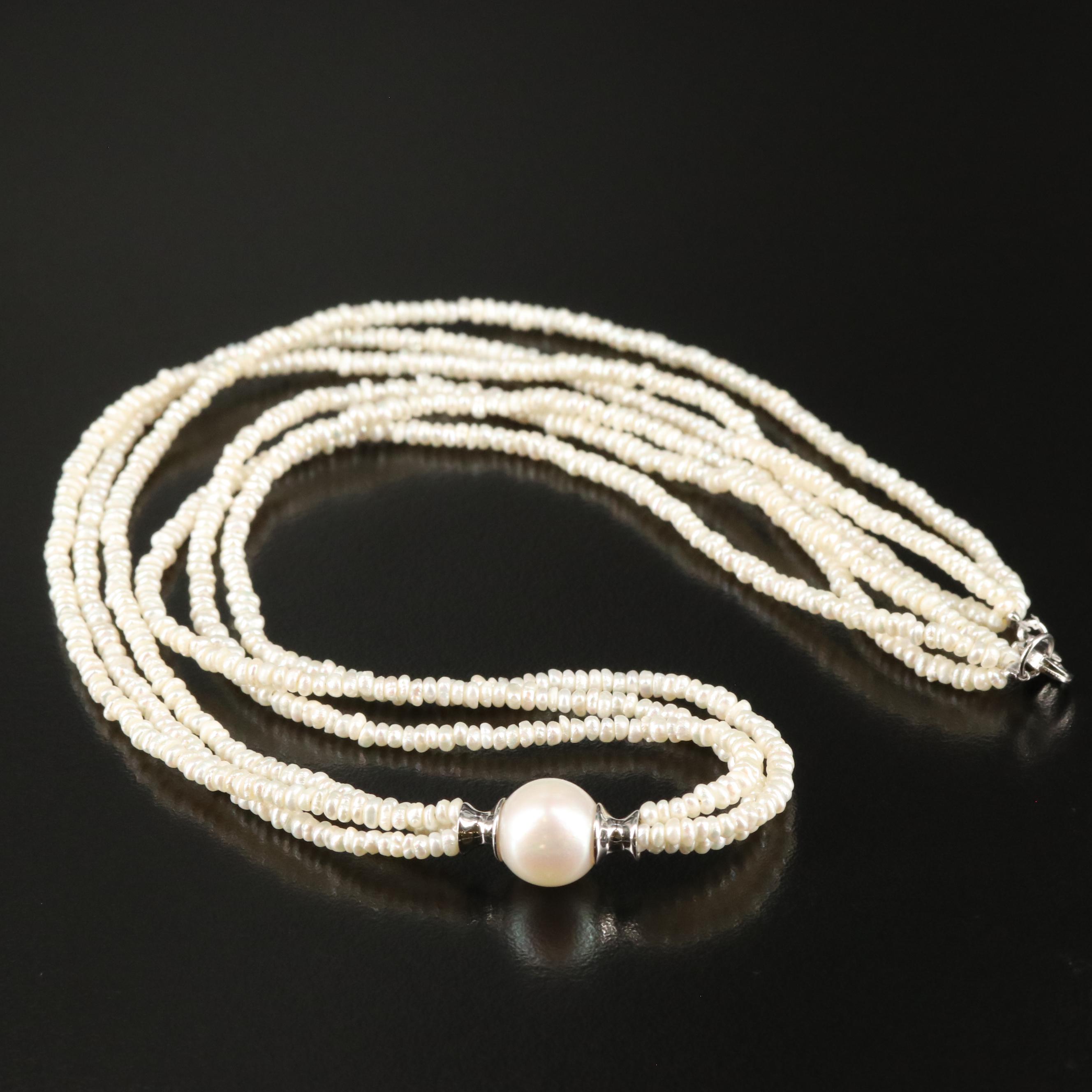 Sterling Triple-Strand Pearl Necklace