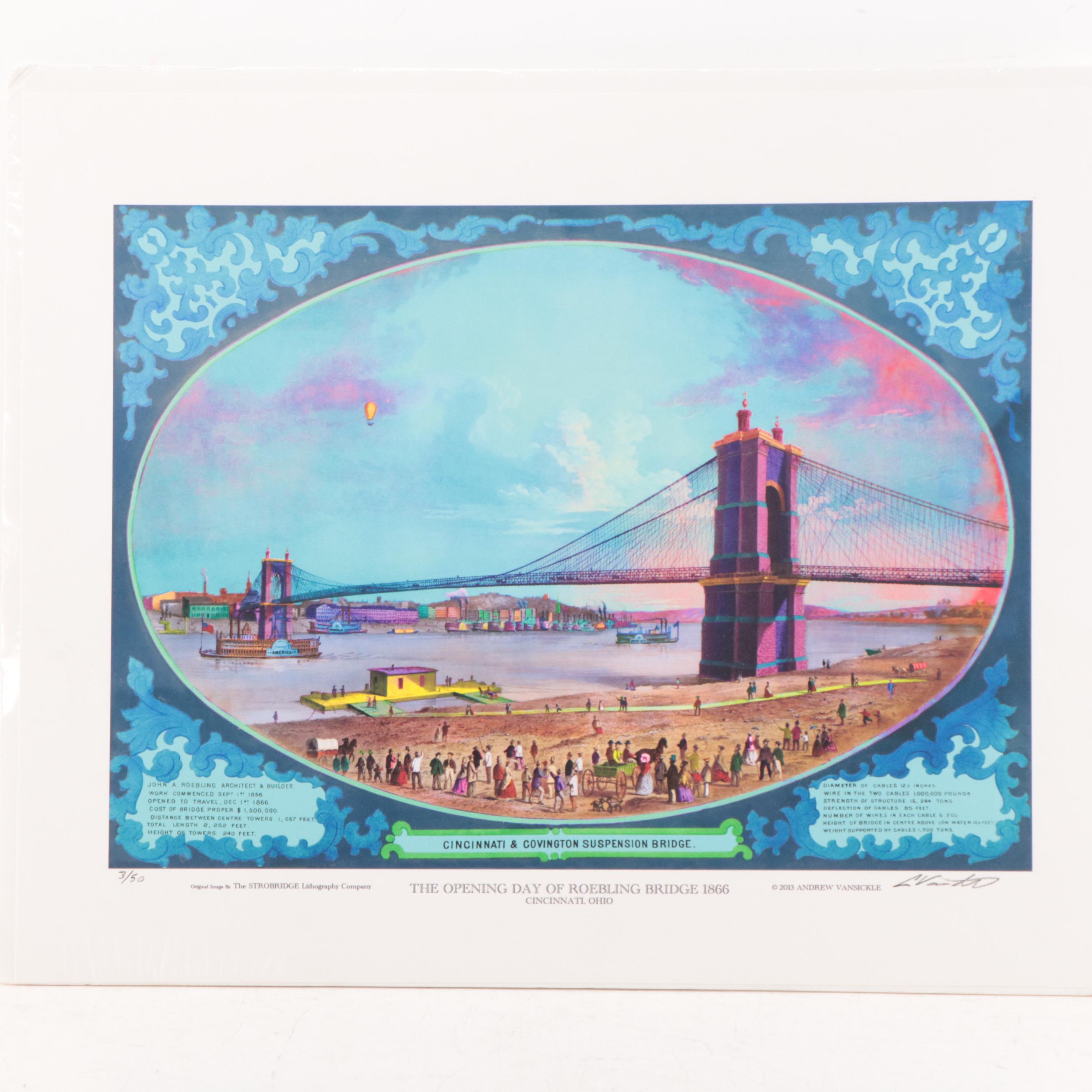 Andrew Van Sickle Giclée "The Opening Day of Roebling Bridge 1866," 2013