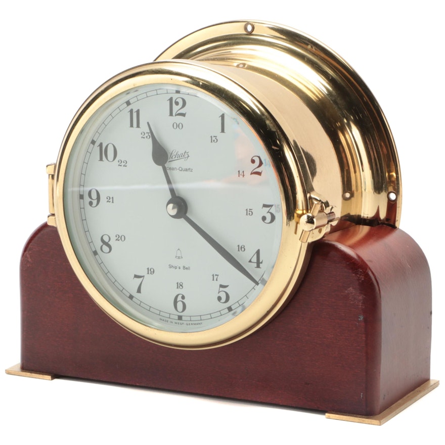 Schatz Brass Ship's Bell Ocean Quartz Clock