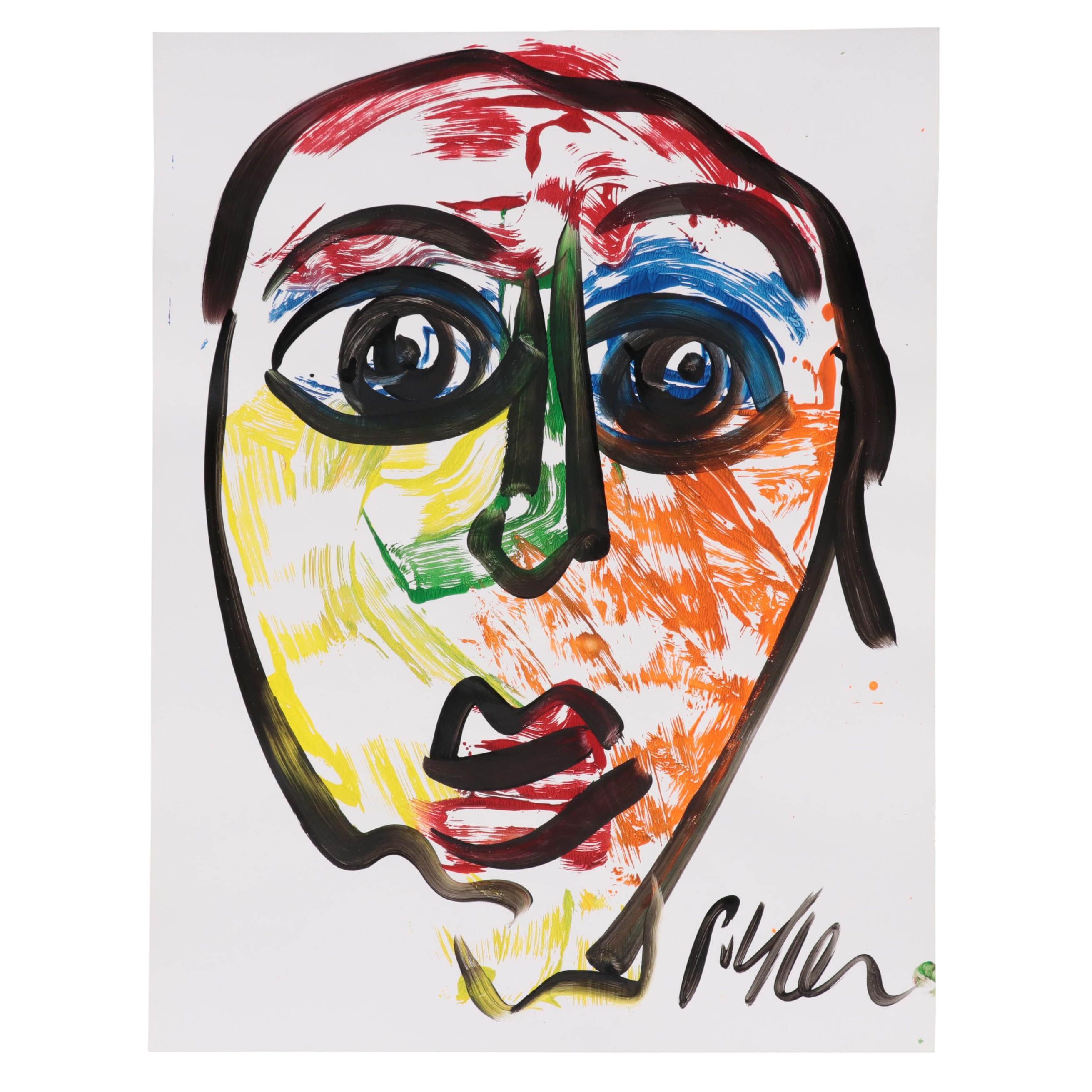Peter Keil Abstract Portrait Acrylic Painting