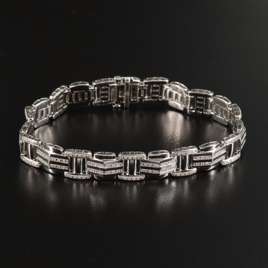 Sterling 0.51 CTW Diamond Fancy Link Bracelet