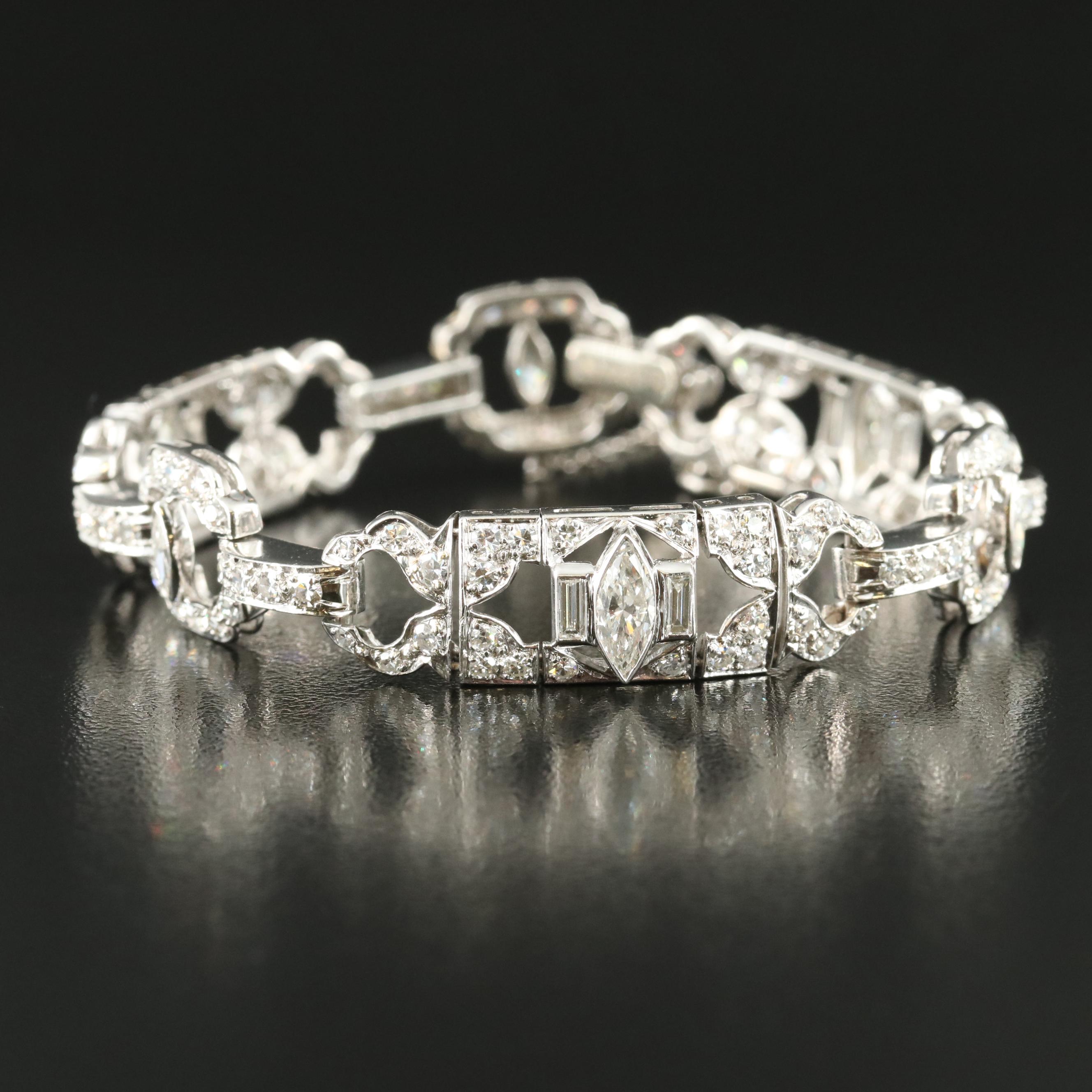 1950s Platinum 7.06 CTW Diamond Bracelet