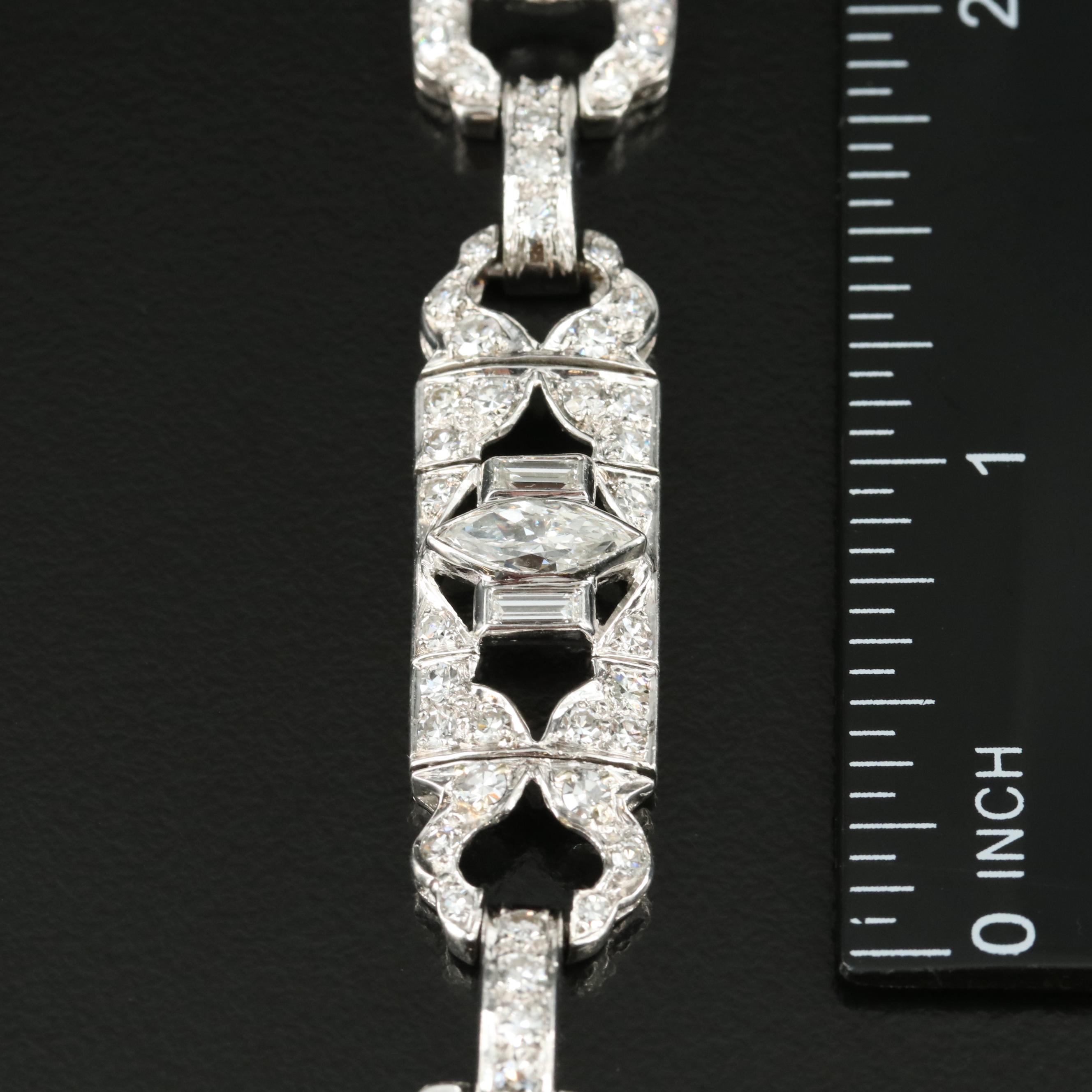 1950s Platinum 7.06 CTW Diamond Bracelet