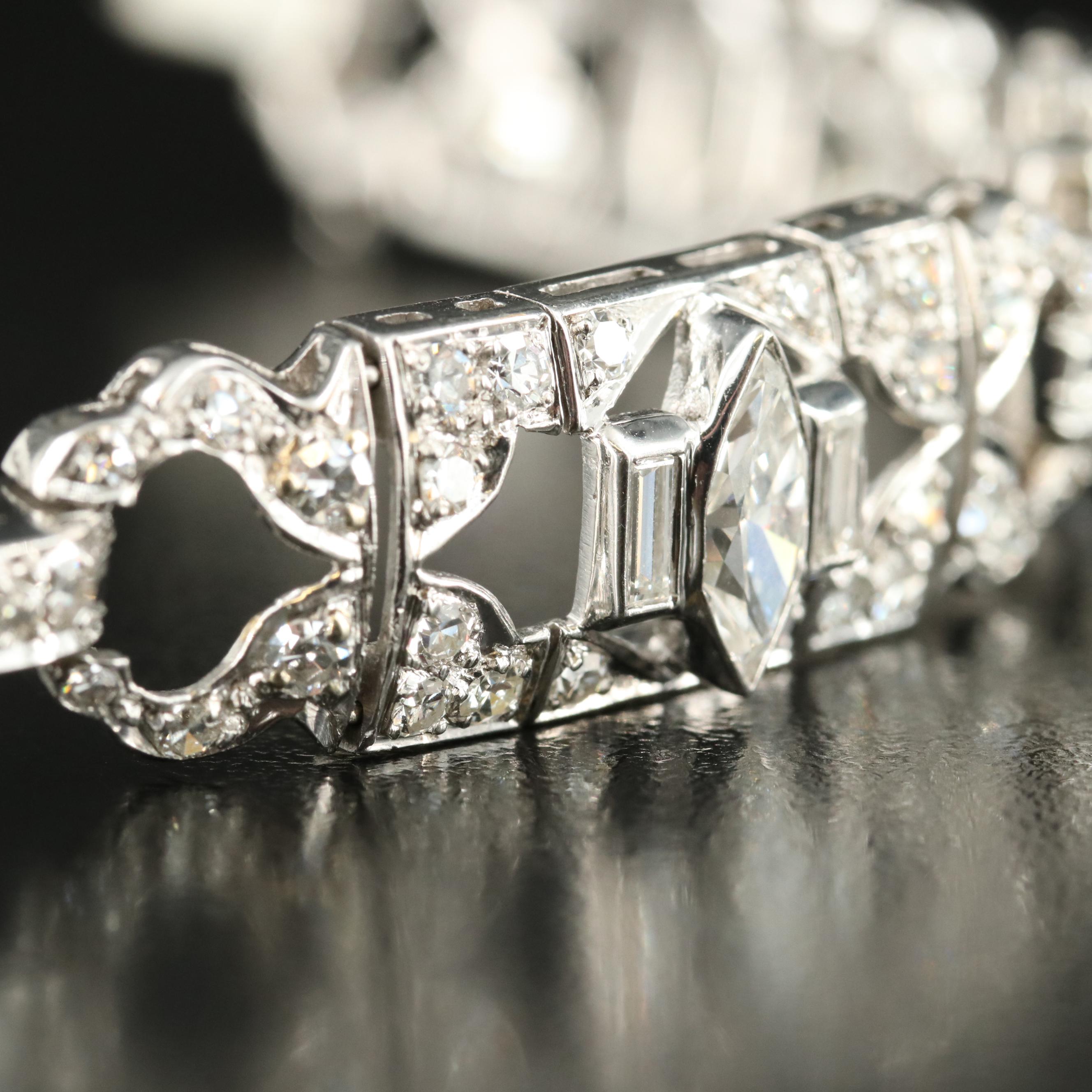 1950s Platinum 7.06 CTW Diamond Bracelet