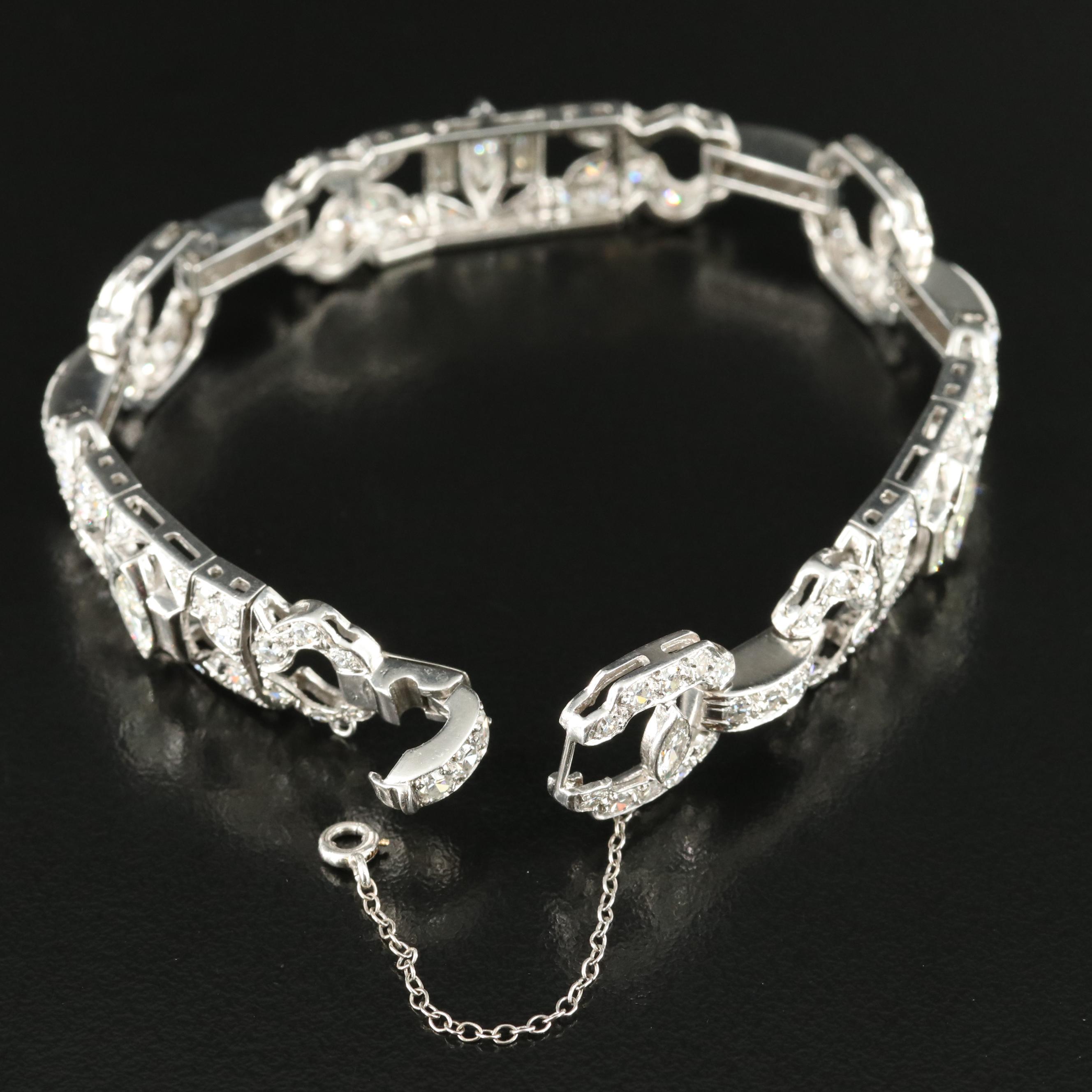 1950s Platinum 7.06 CTW Diamond Bracelet