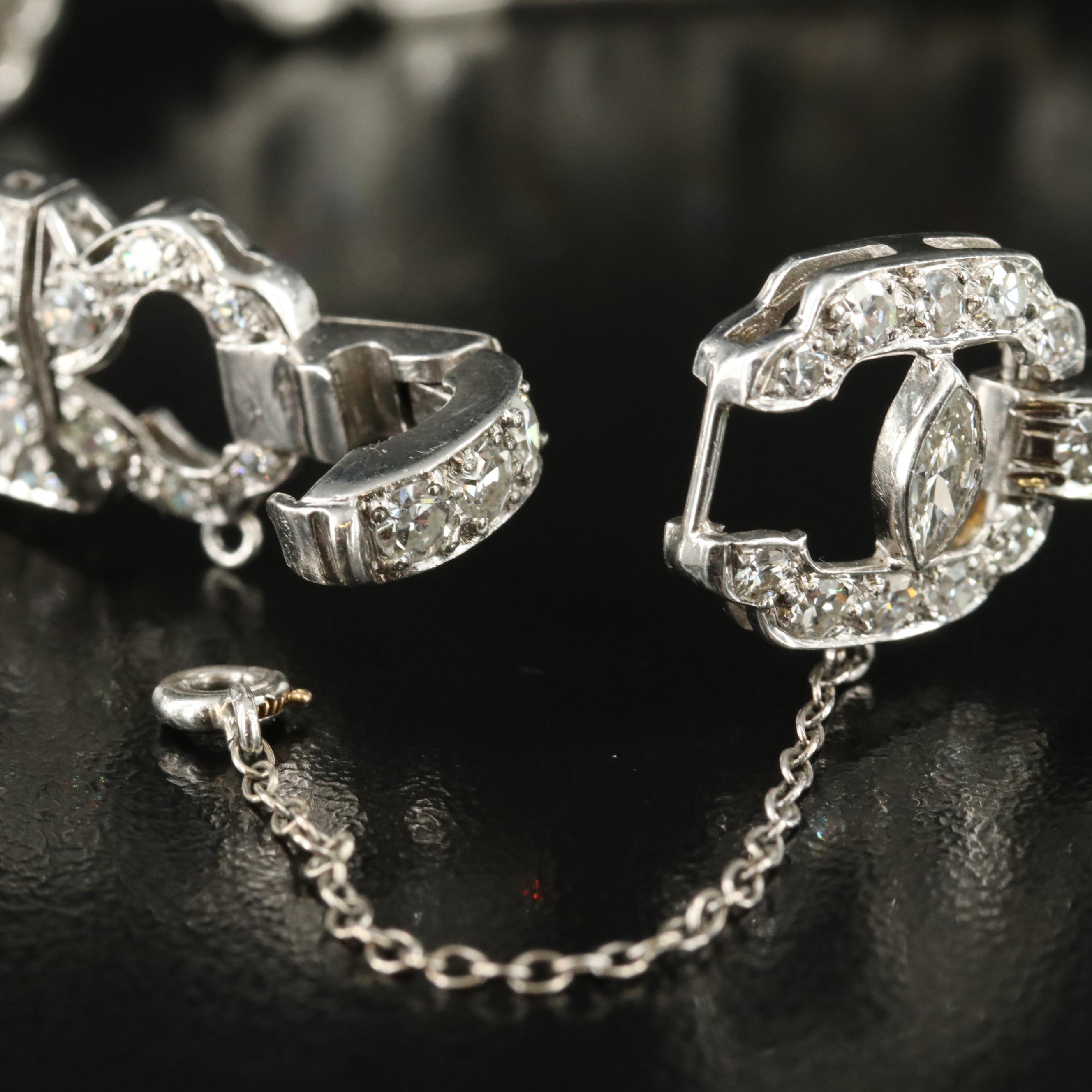 1950s Platinum 7.06 CTW Diamond Bracelet