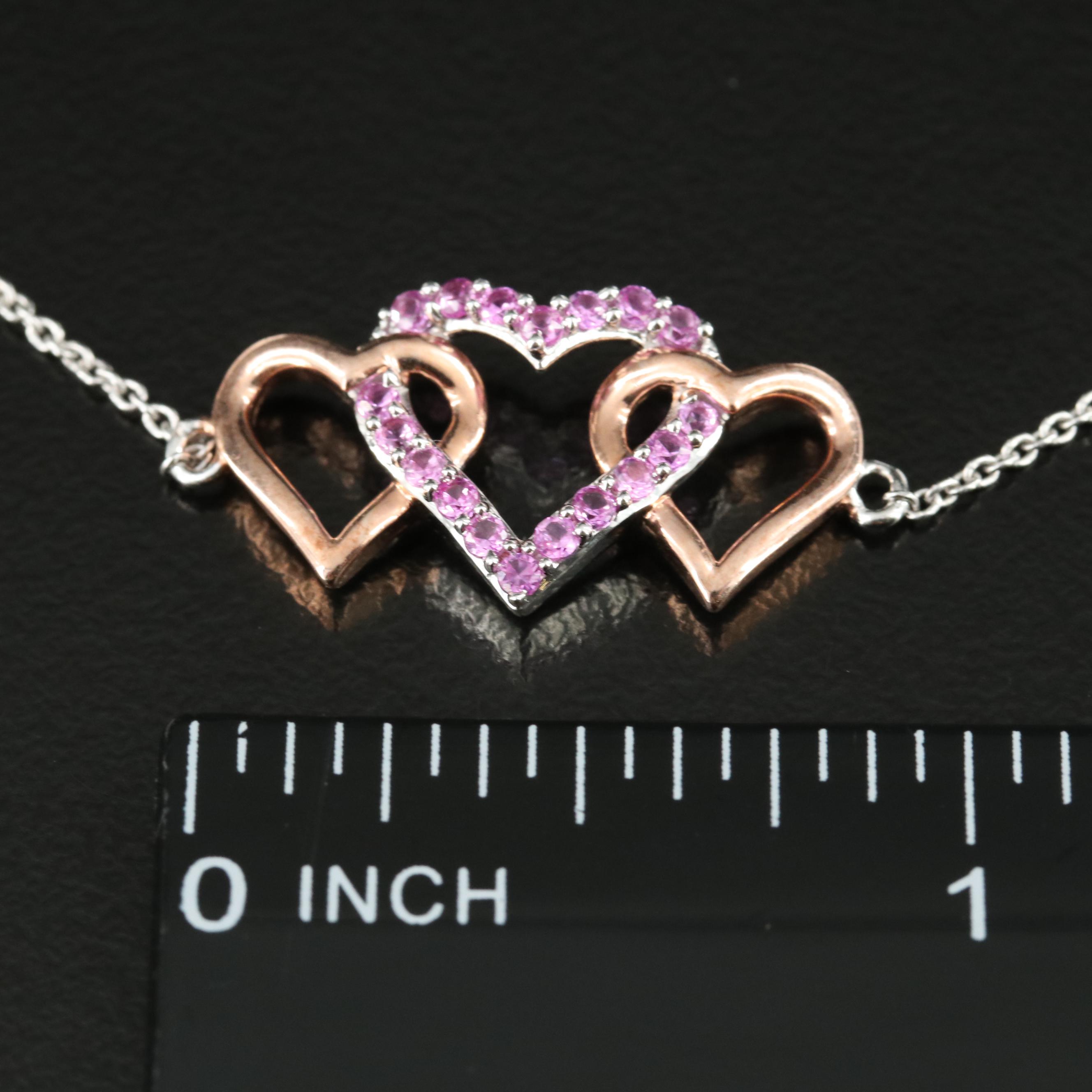 Sterling Sapphire Triple Heart Bracelet