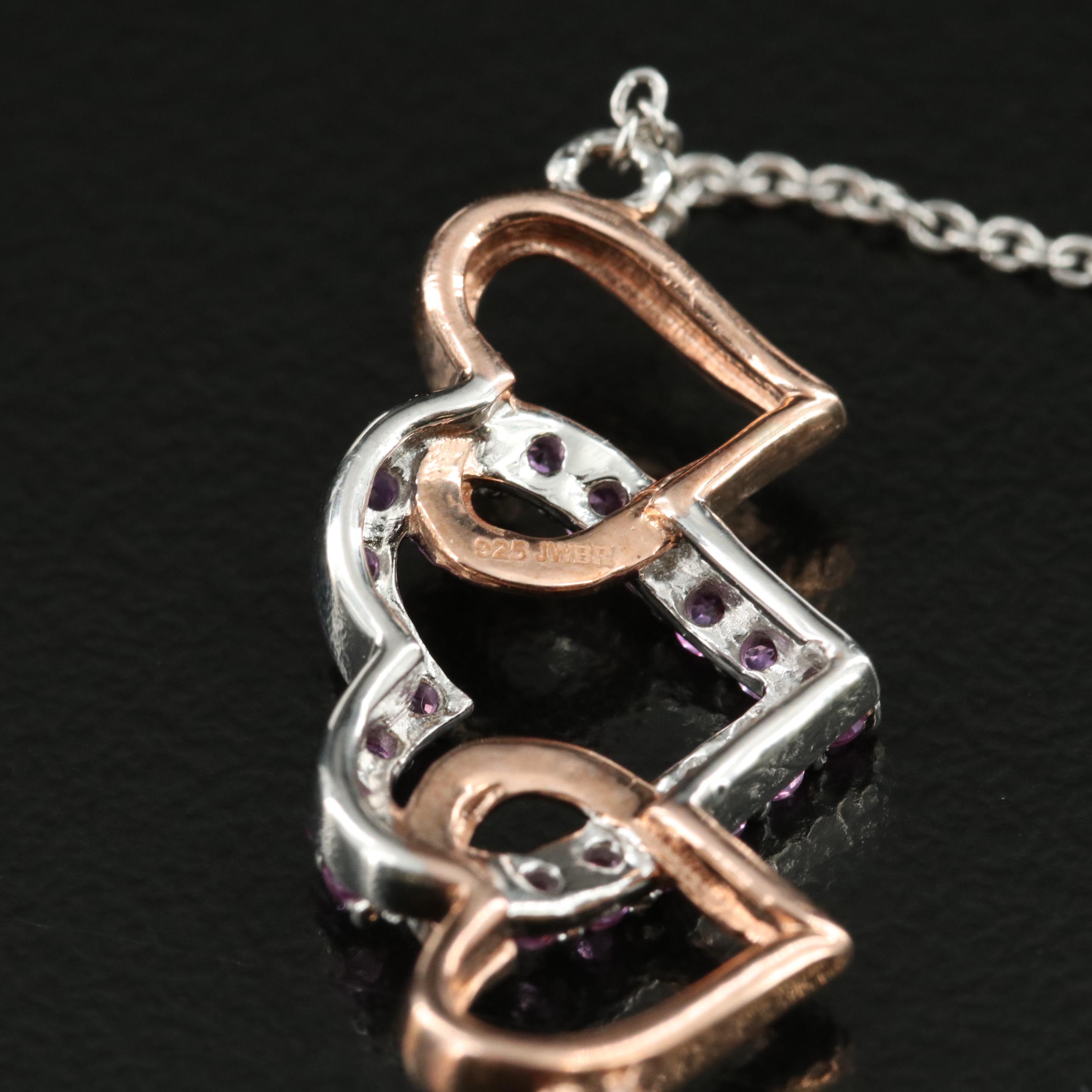 Sterling Sapphire Triple Heart Bracelet