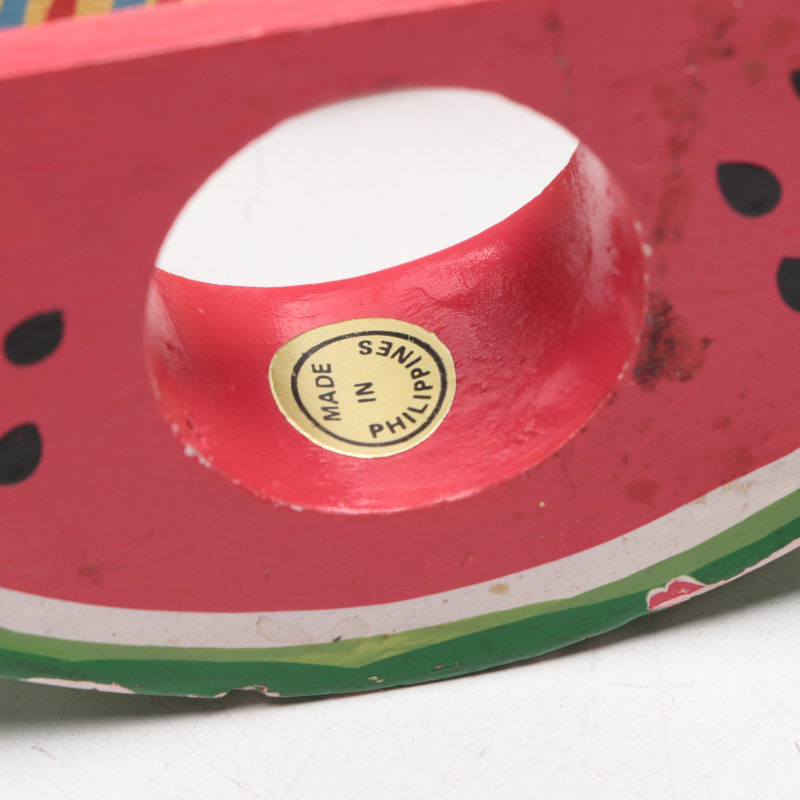 Wooden Fish and Fruit Napkin Rings with Other Table Linens