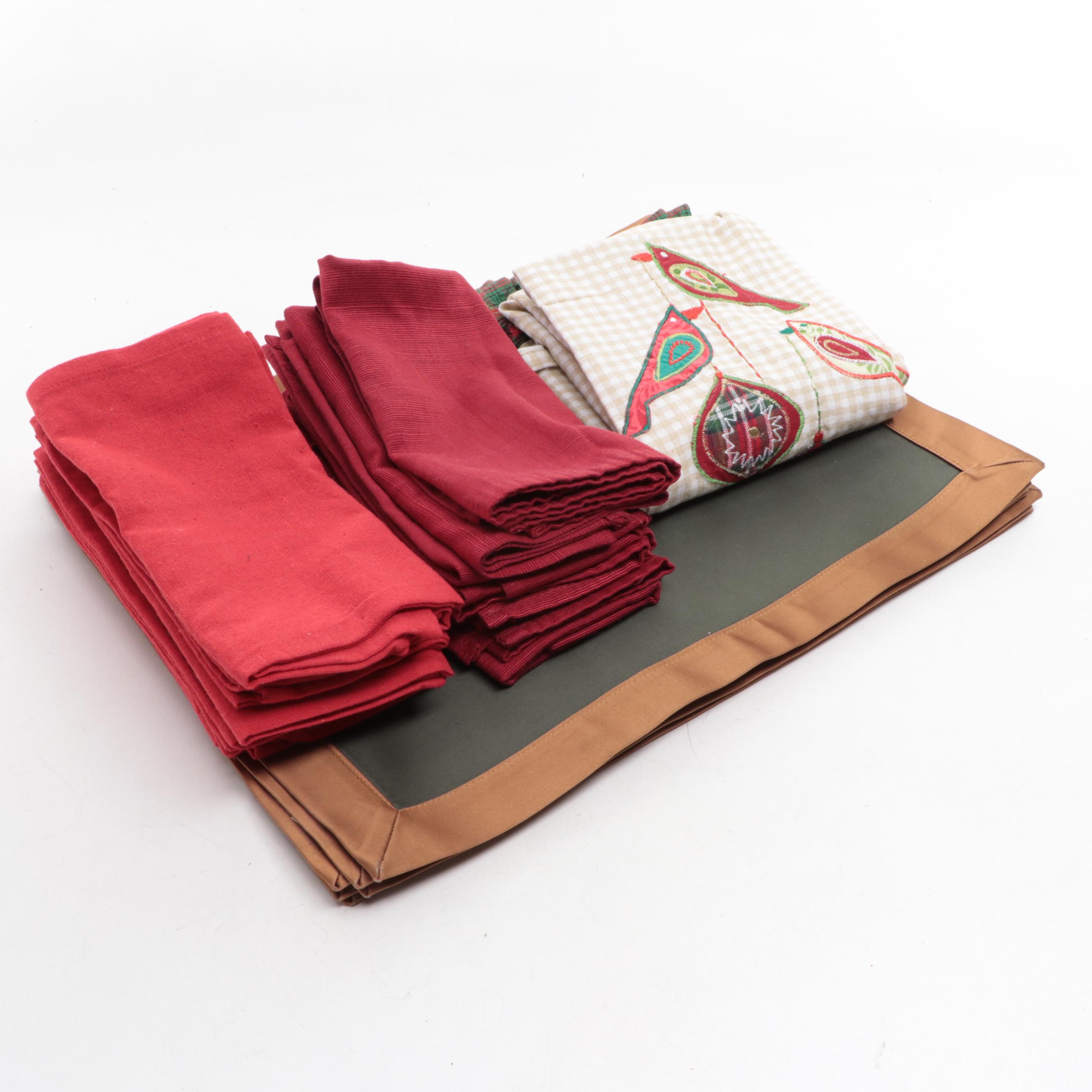 Wooden Fish and Fruit Napkin Rings with Other Table Linens